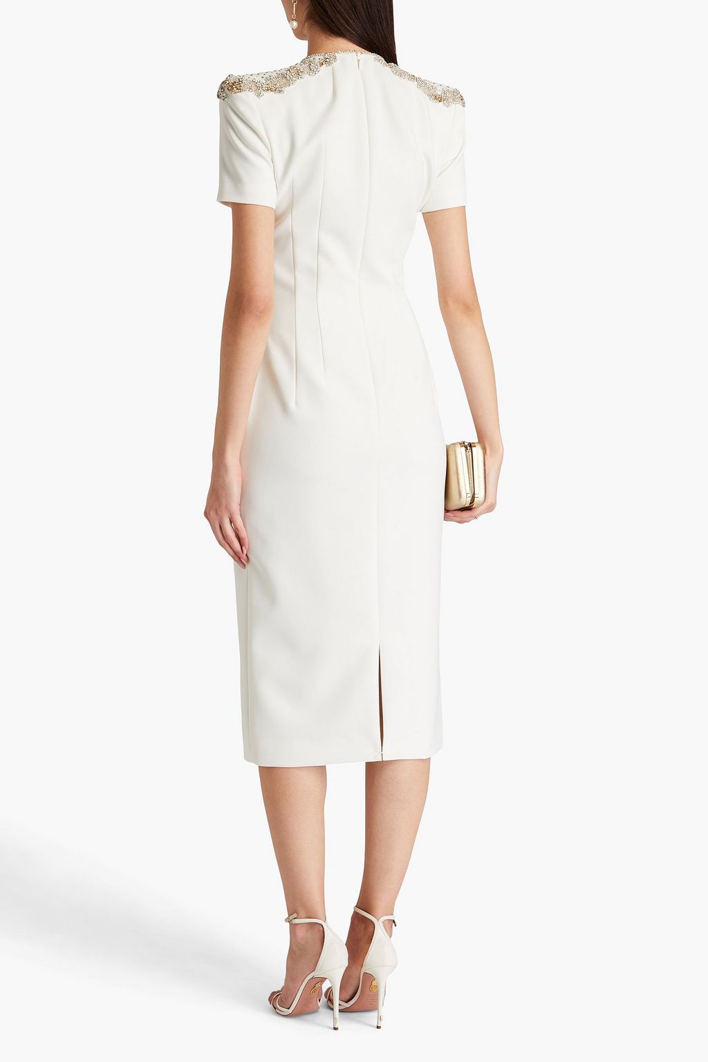 JENNY PACKHAM Embellished tulle-trimmed crepe midi dress