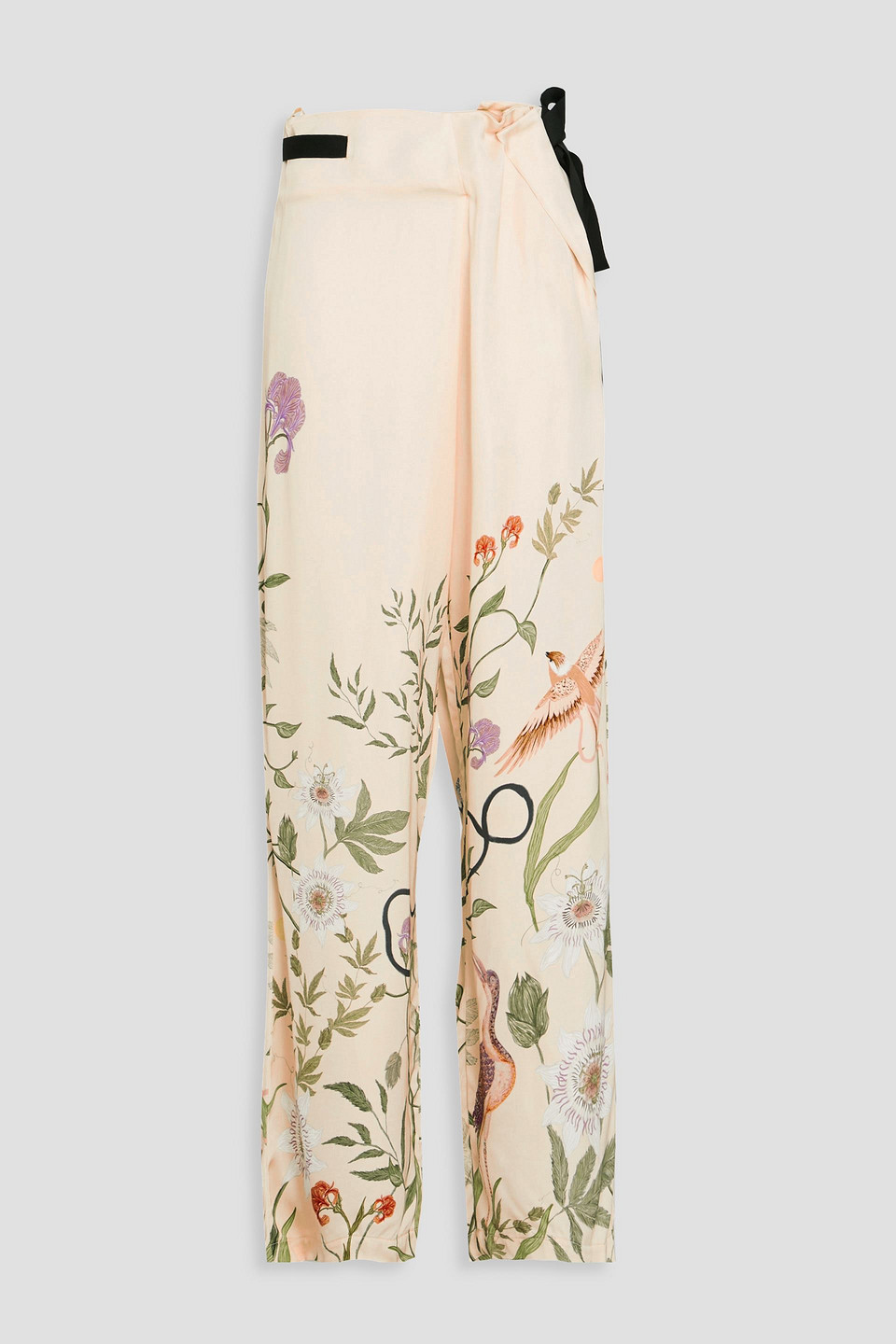 Memoria Paraiso floral-print satin wide-leg pants