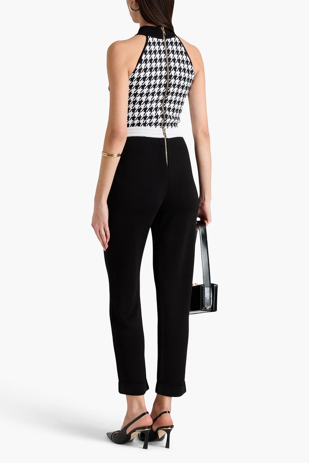 BALMAIN Houndstooth jacquard-knit bodysuit