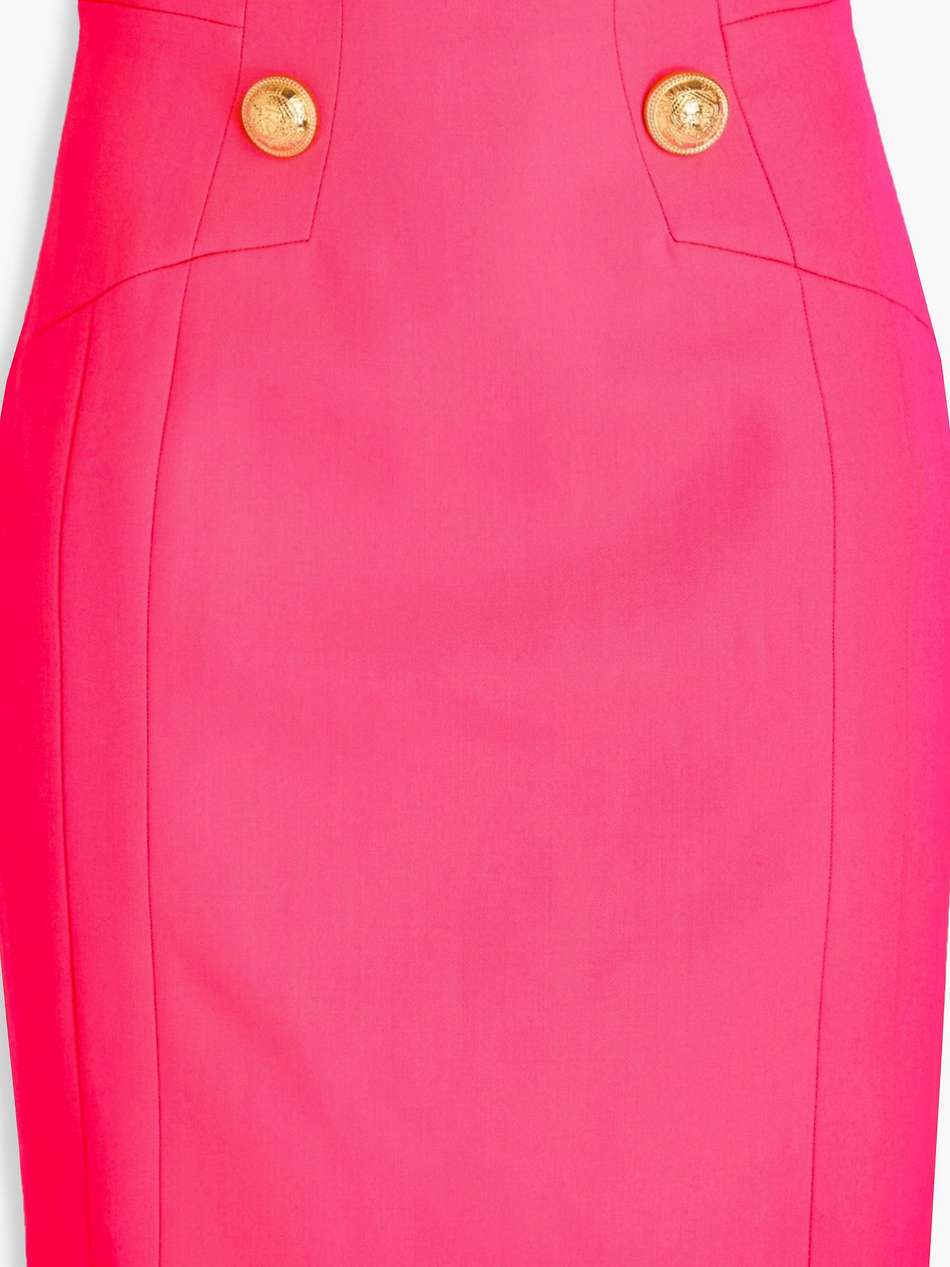 button-embellished wool pencil skirt