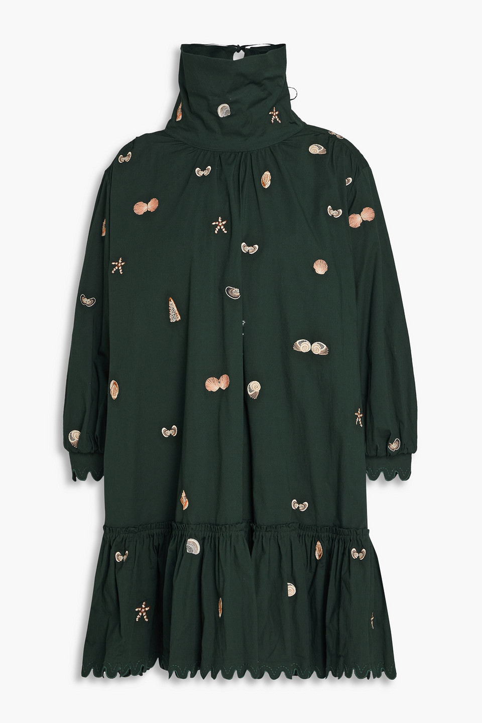Agua By Agua Bendita Hibisco Embroidered Cotton Mini Dress In Forest Green