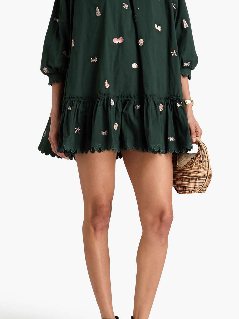 hibisco embroidered cotton mini dress