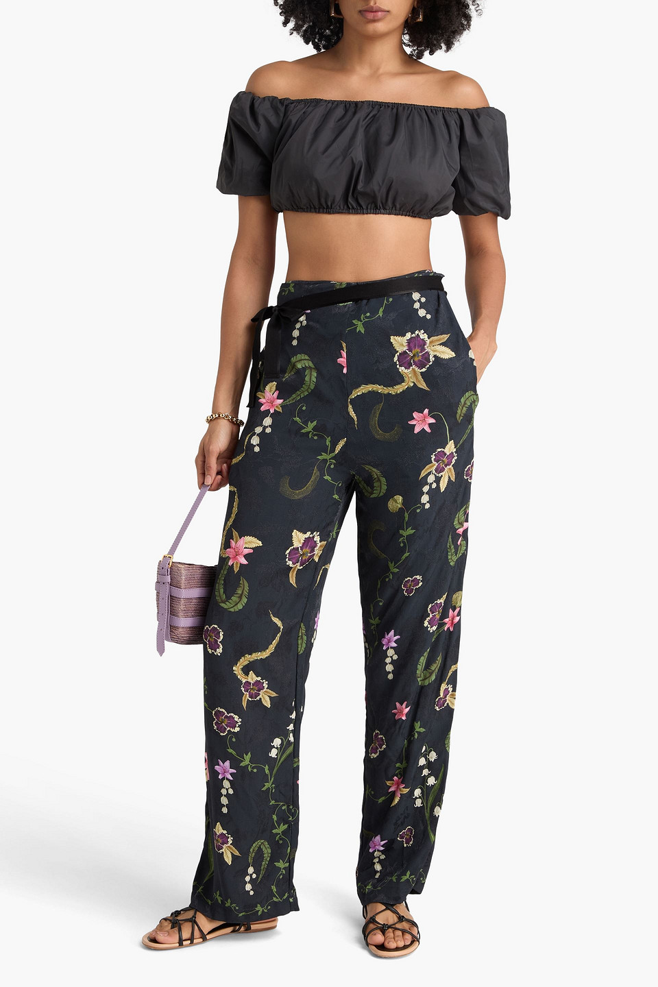  Agua By Agua Bendita - Hose „memoria Tesoro“ Aus Jacquard Mit Geradem Bein Und Floralem Print - Blau - Xs 