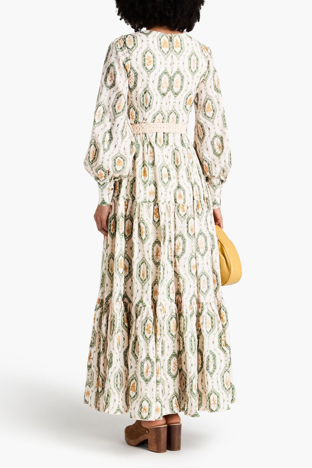 AGUA BY AGUA BENDITA Nuez Calado tiered printed linen maxi dress