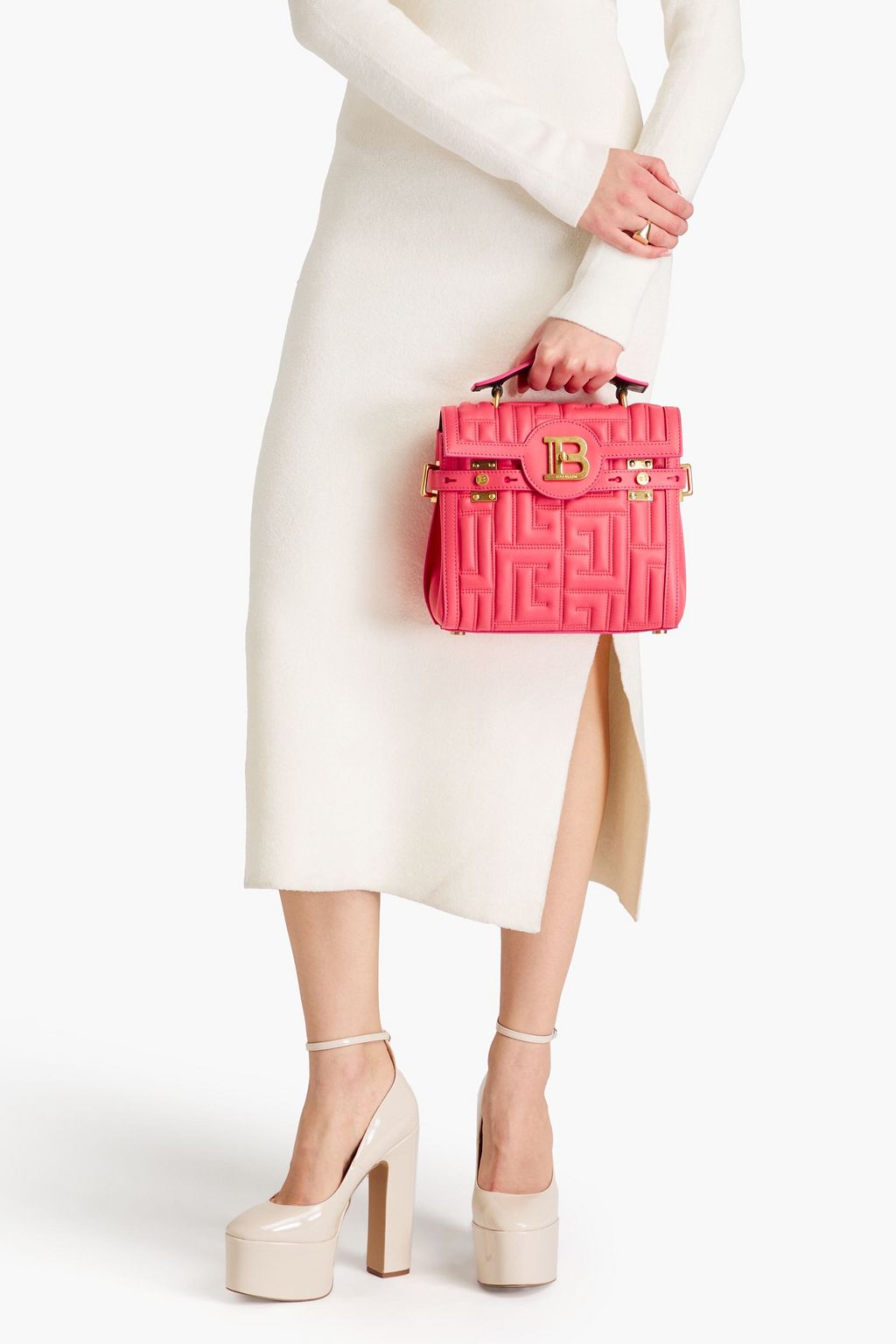 BALMAIN B-Buzz 23 embossed leather tote