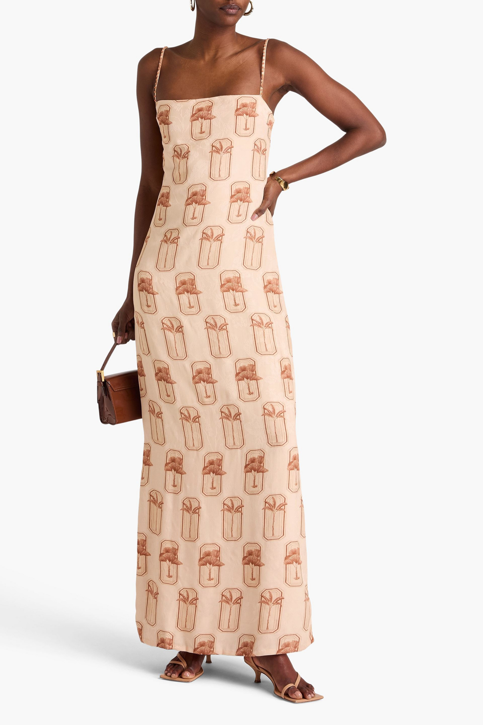 Agua by Agua Bendita Jacaranda Palma bead-embellished printed jacquard maxi dress