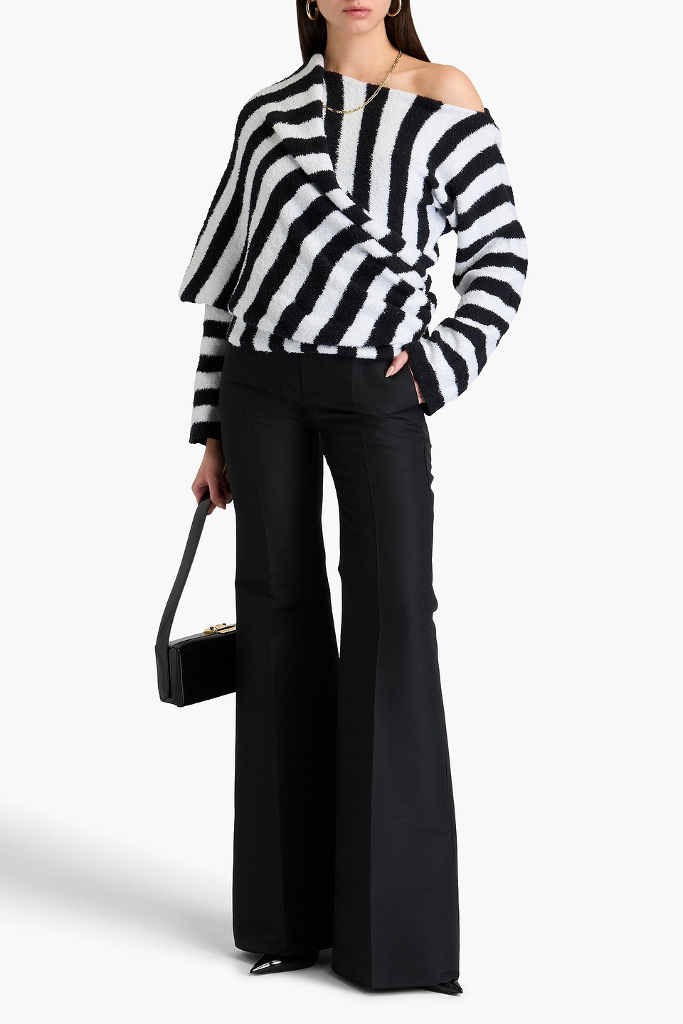  Balmain - Gestreifter Pullover Aus Baumwolle - Schwarz - Fr 34 