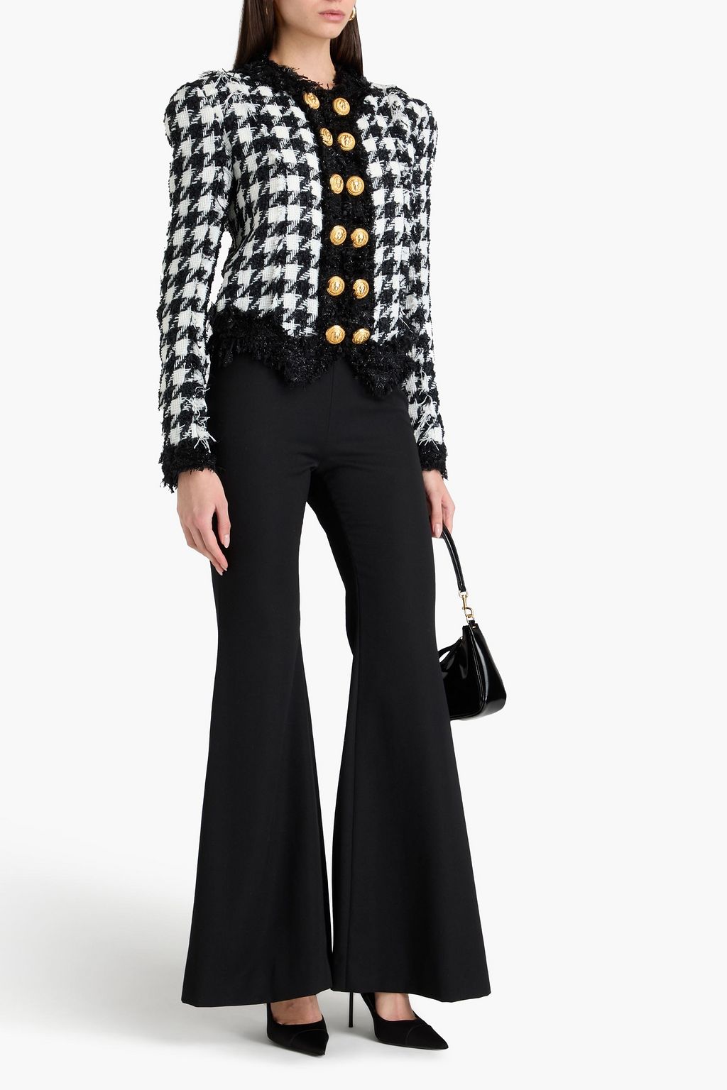 BALMAIN جاكيت من التويد بلون معدني