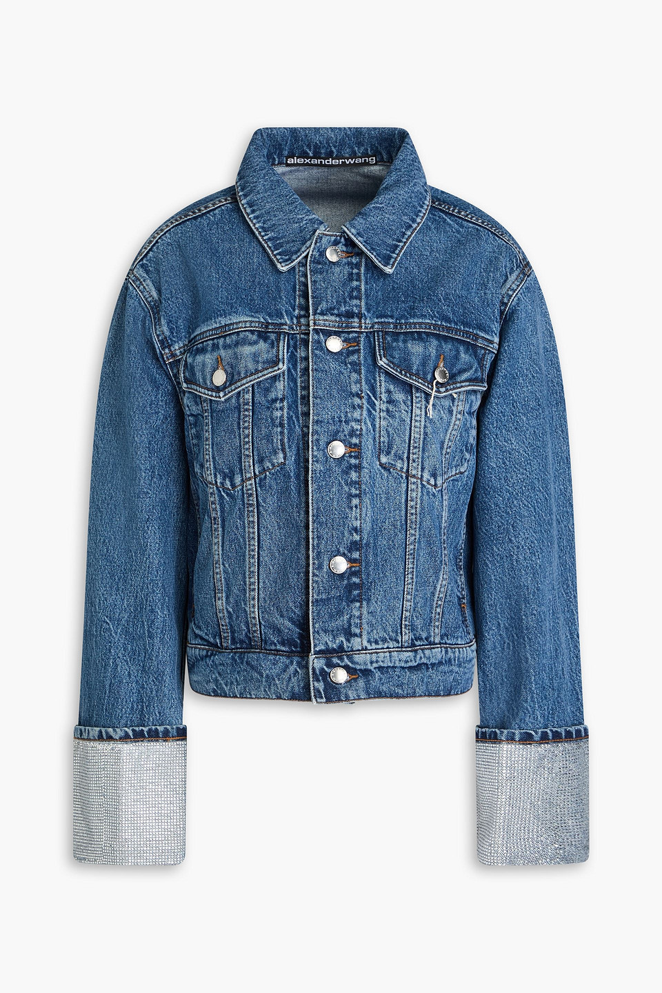 Crystal-embellished denim jacket