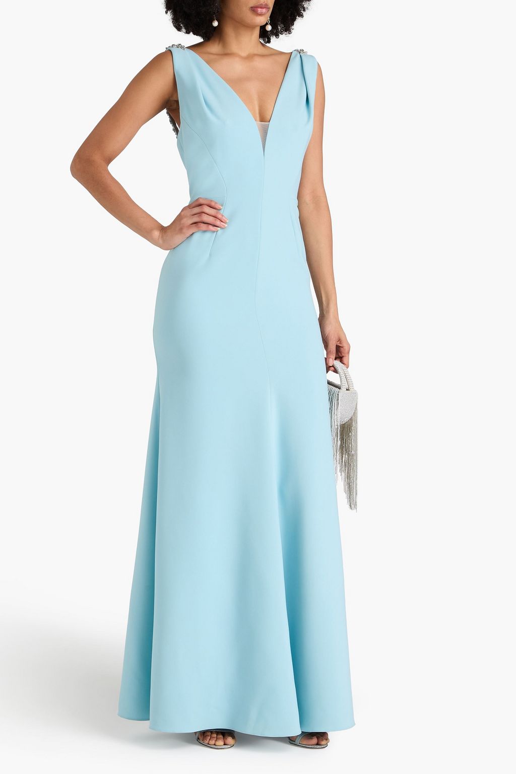 JENNY PACKHAM فستان سهرة من الكريب مزين بالكريستال