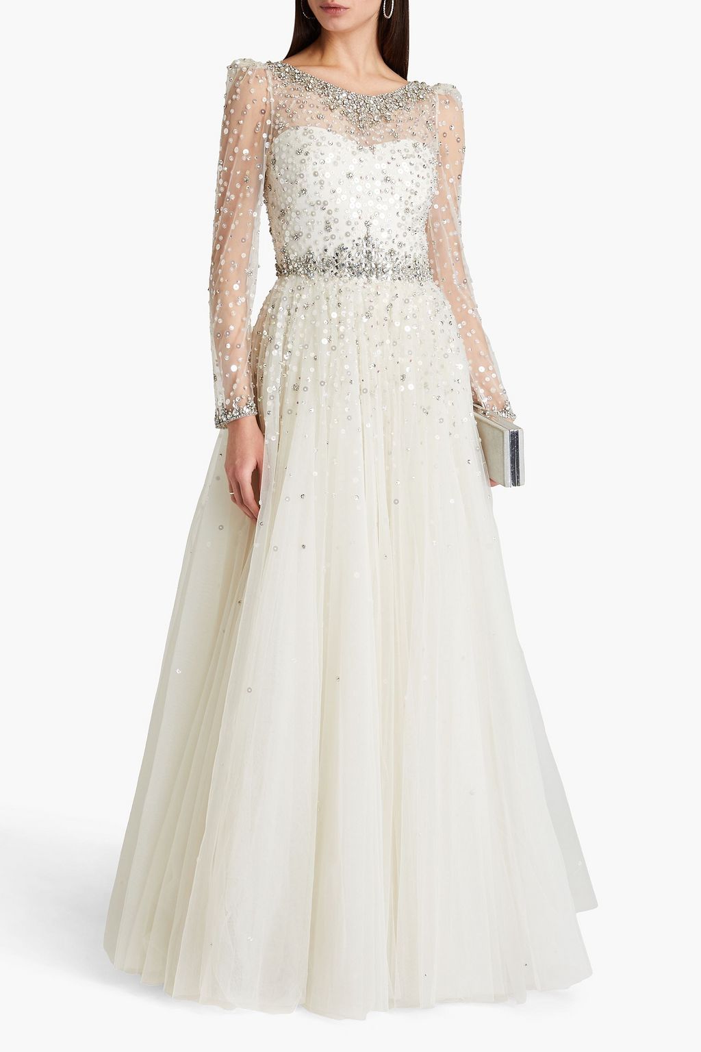 JENNY PACKHAM فستان سهرة من التول بتصميم مزركش
