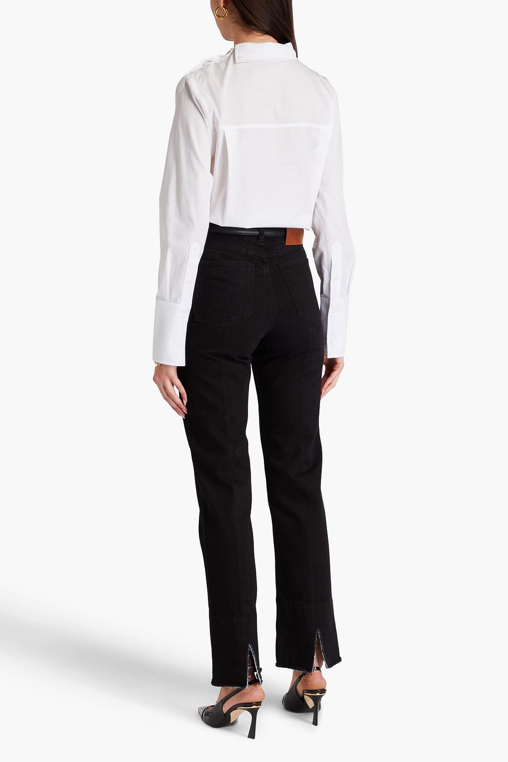VICTORIA BECKHAM 프레이 디테일 하이라이즈 스트레이트 레그 진