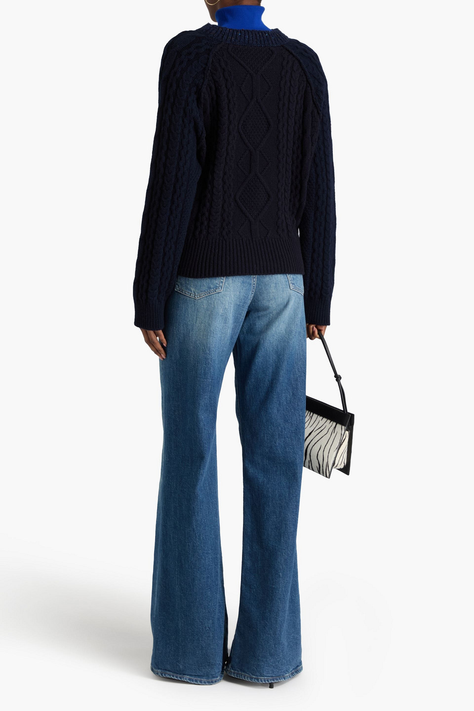  Victoria Beckham - Wollpullover Mit Zopfstrickmuster - Blau - M 