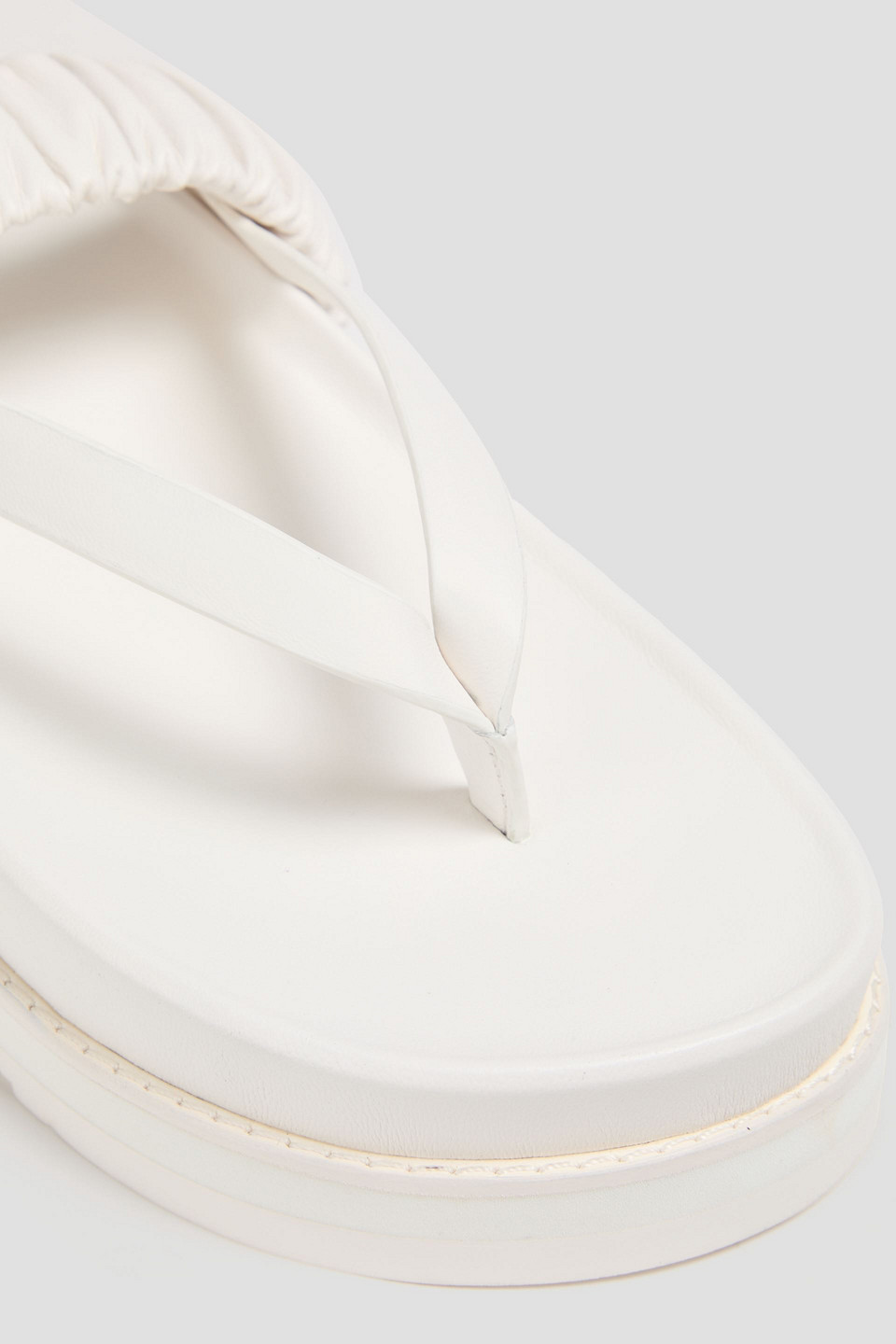 SIMKHAI ARI RUCHED LEATHER PLATFORM SANDALS