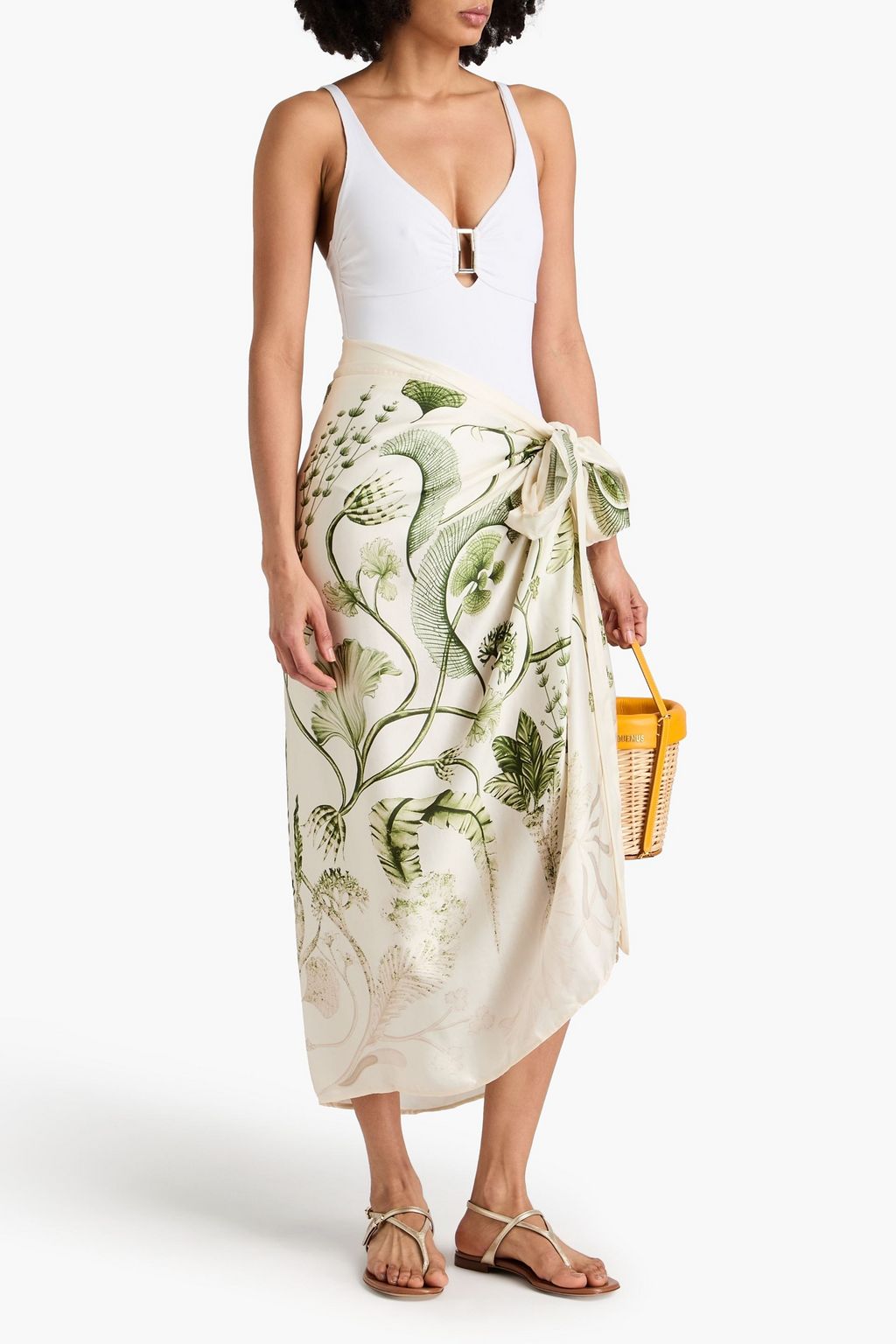 AGUA BY AGUA BENDITA Lavanda Habitat floral-print cupro and modal-blend satin pareo