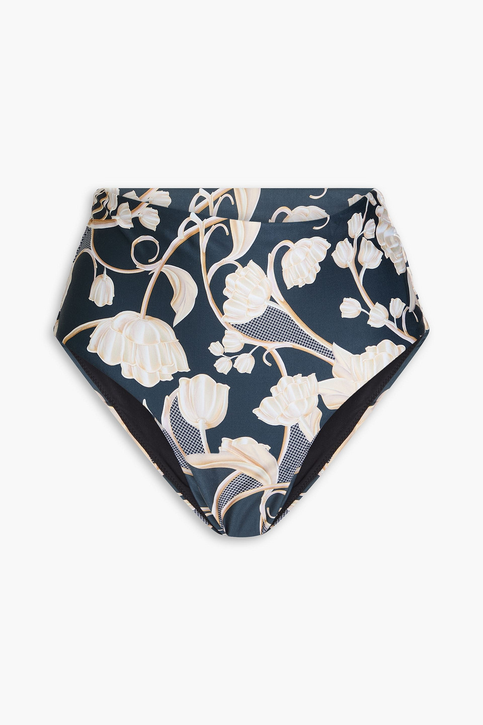 Agua By Agua Bendita Magenta Perla Floral-print Bikini Bottoms In Storm Blue