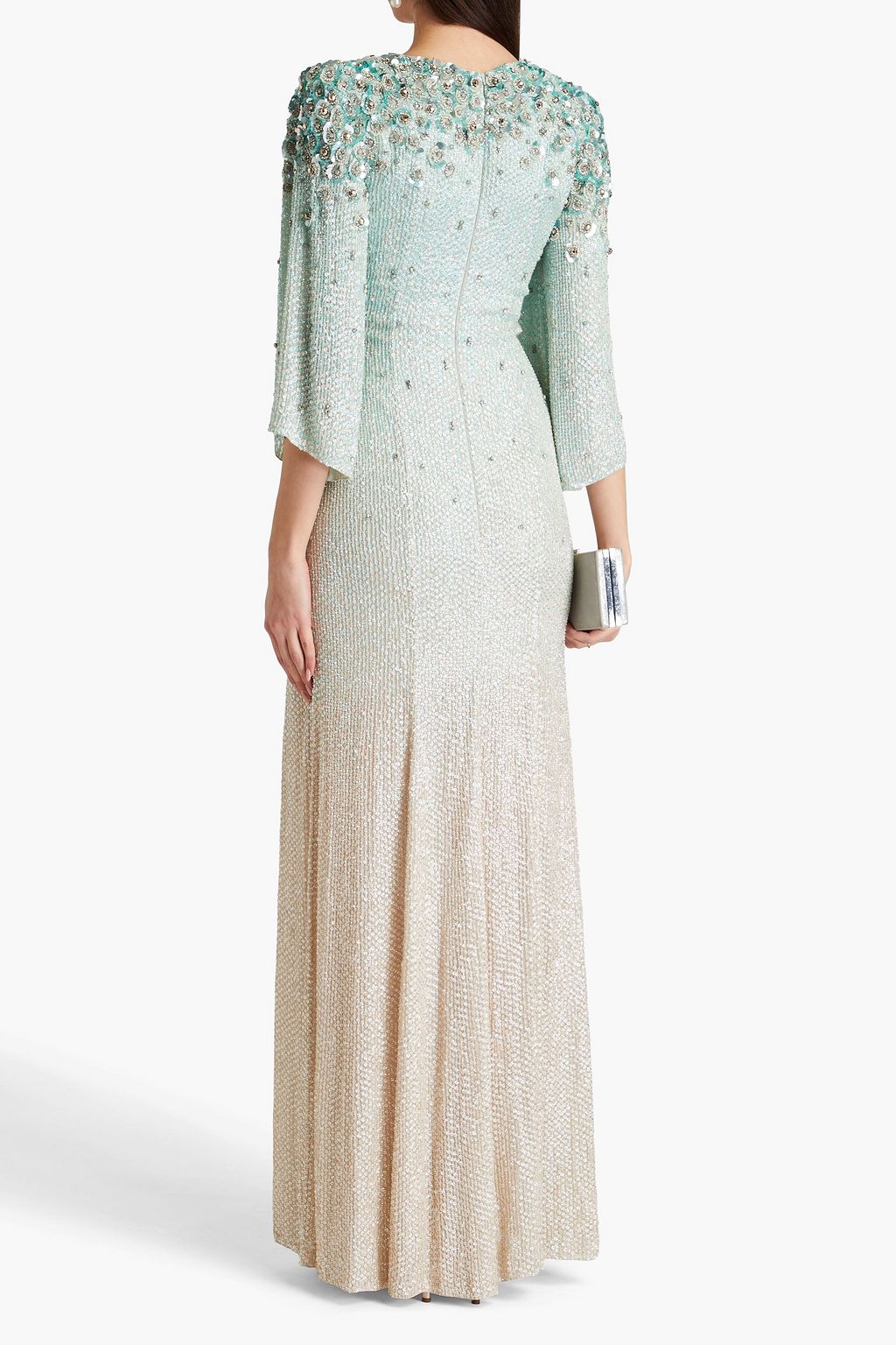JENNY PACKHAM فستان سهرة من الشيفون بتصميم مزركش