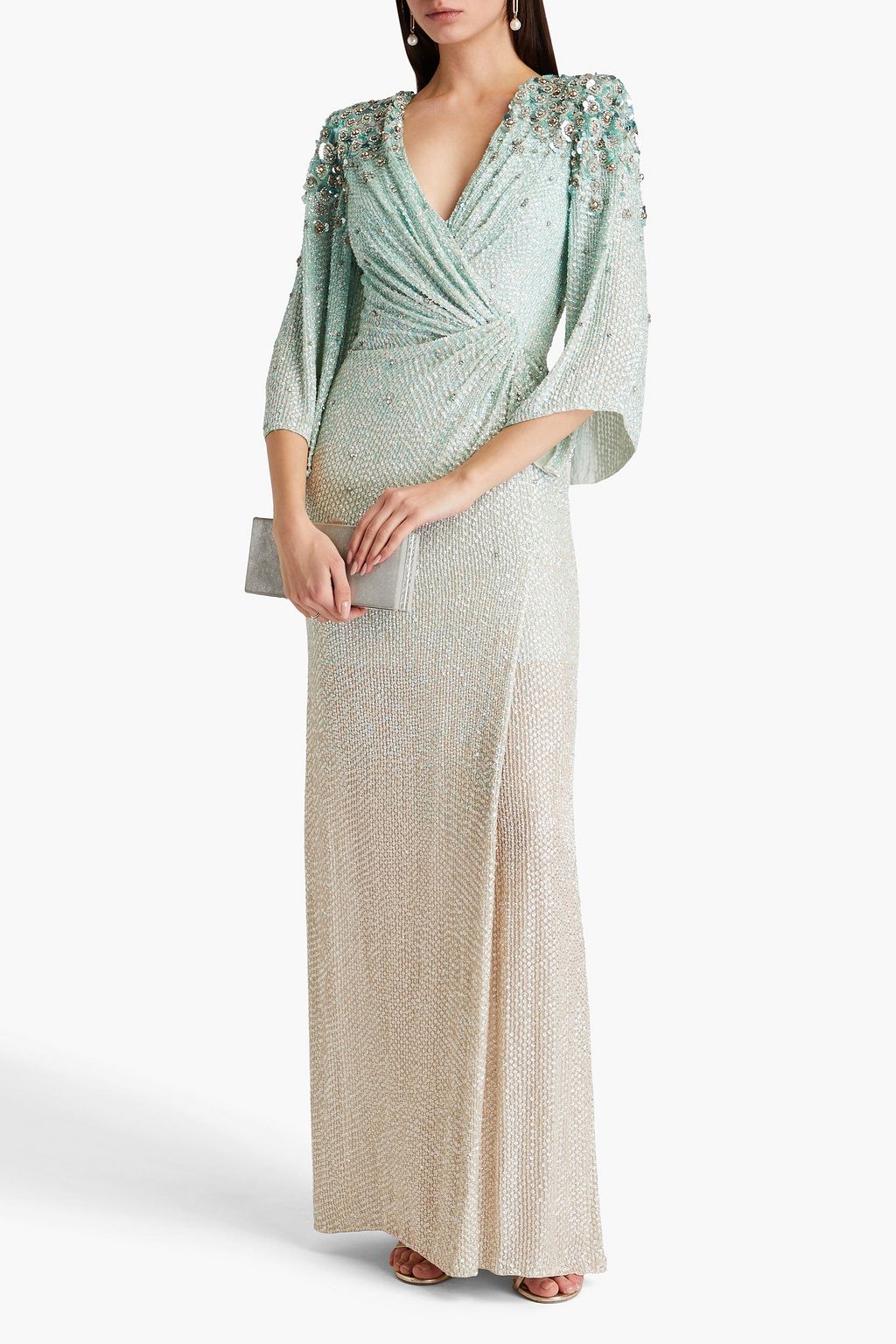 JENNY PACKHAM فستان سهرة من الشيفون بتصميم مزركش