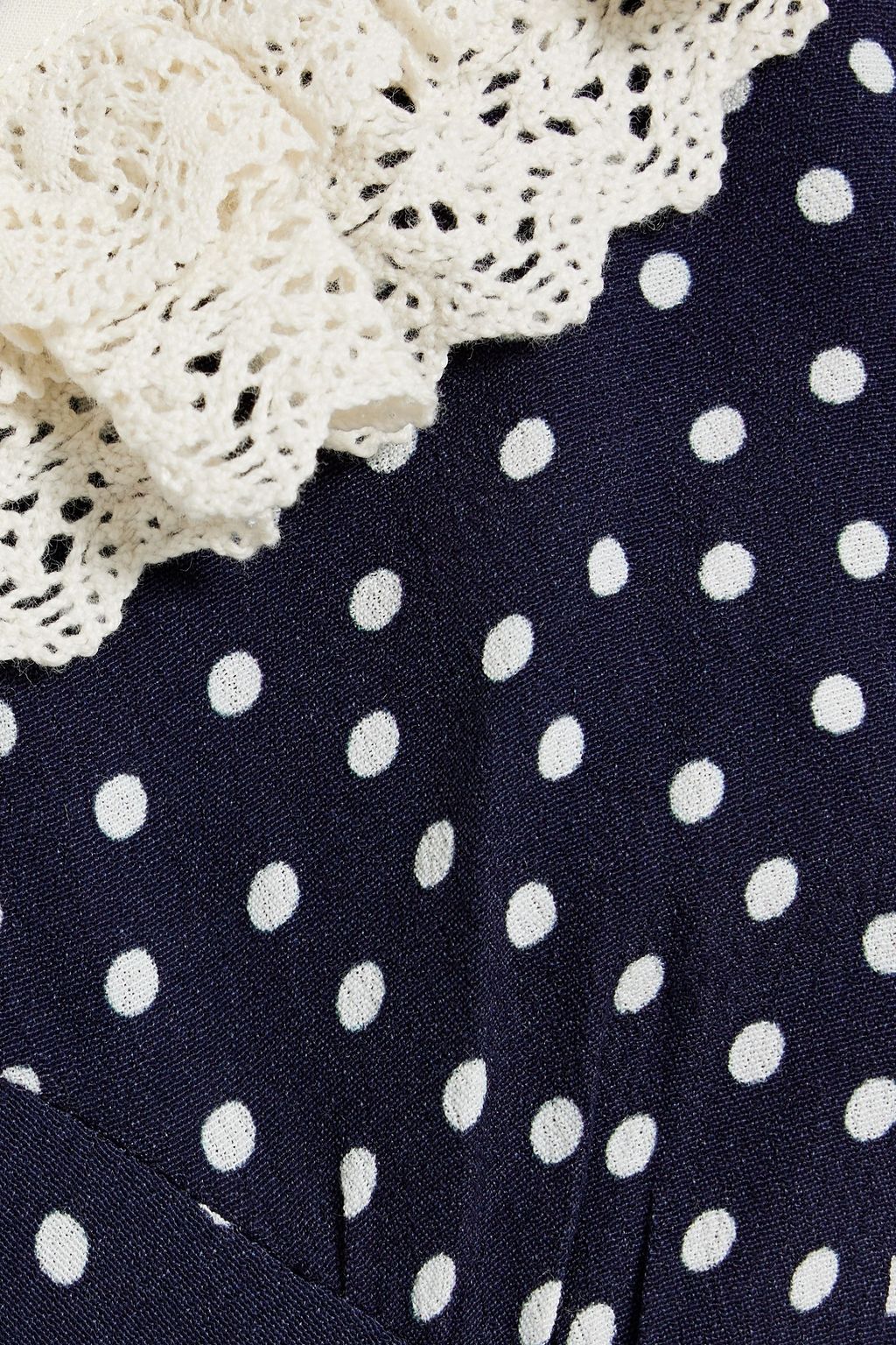 RIXO Juliette lace-trimmed polka-dot crepe de chine midi dress