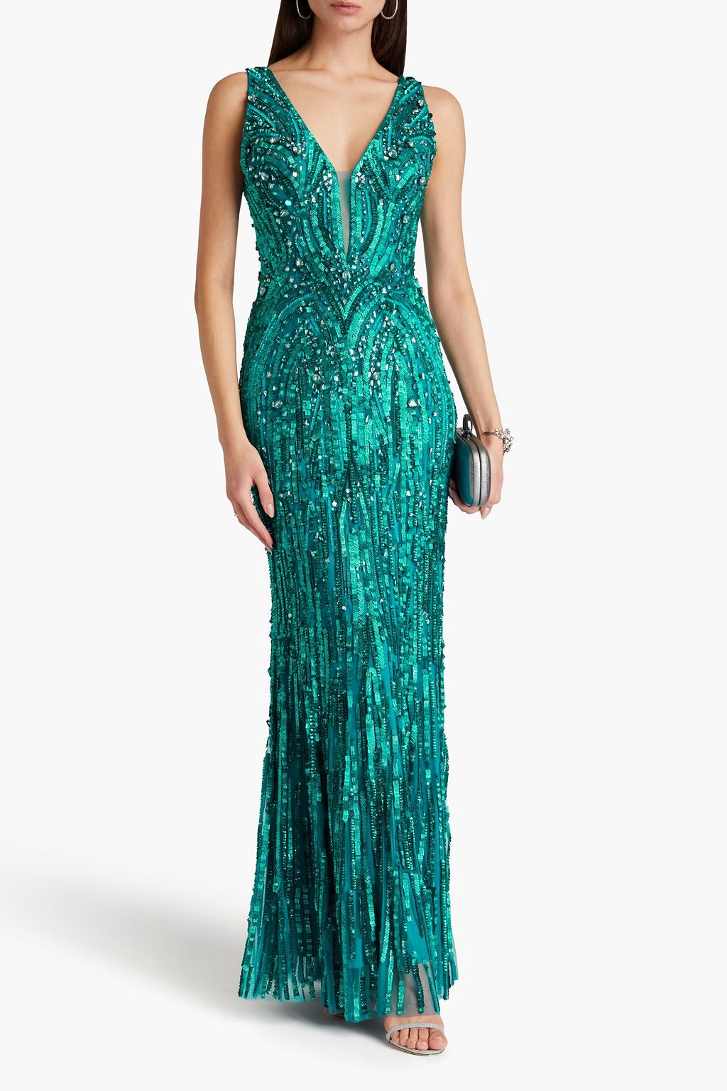 JENNY PACKHAM فستان سهرة من التول بتصميم مزركش