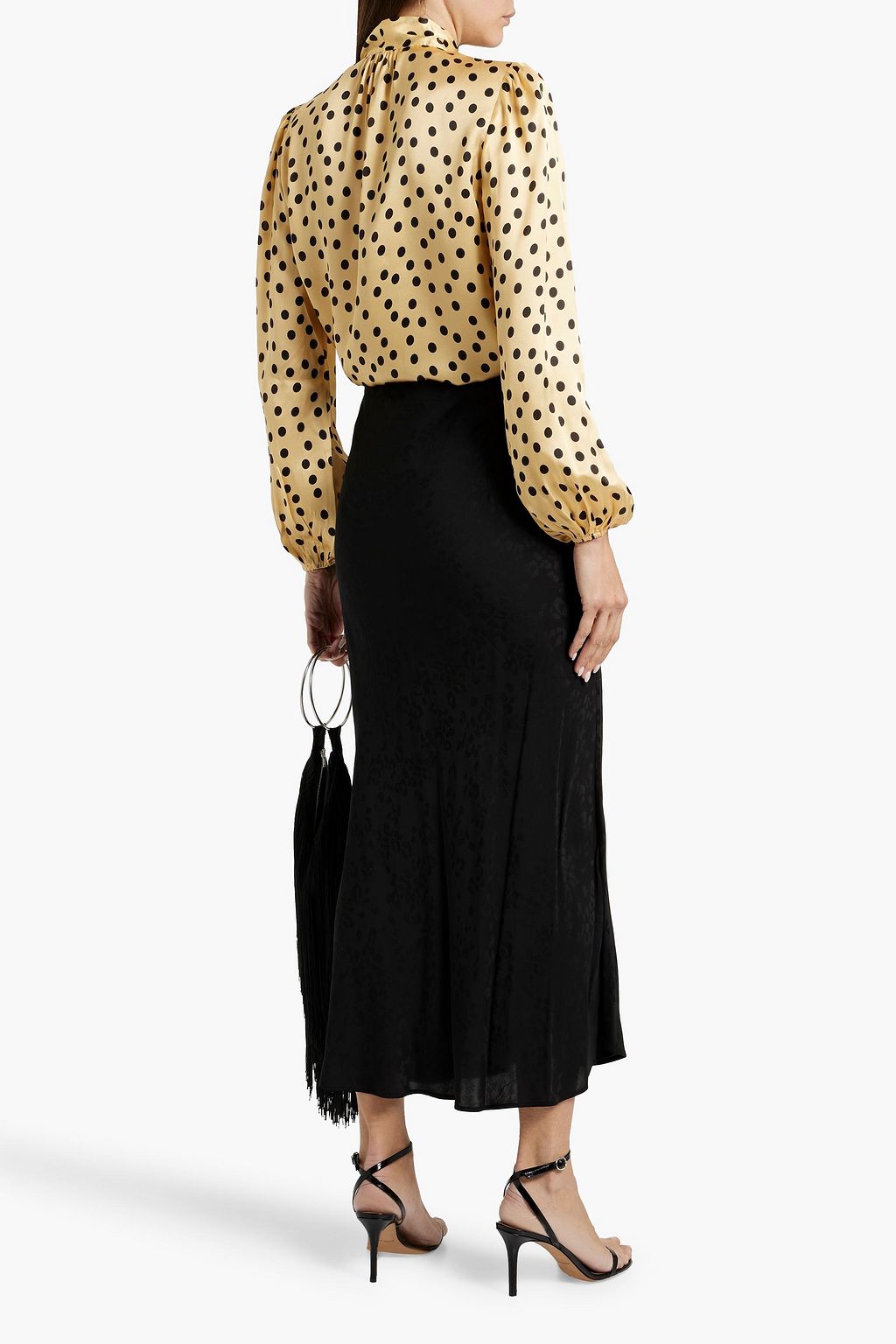 RIXO Moss pussy-bow polka-dot silk-satin blouse