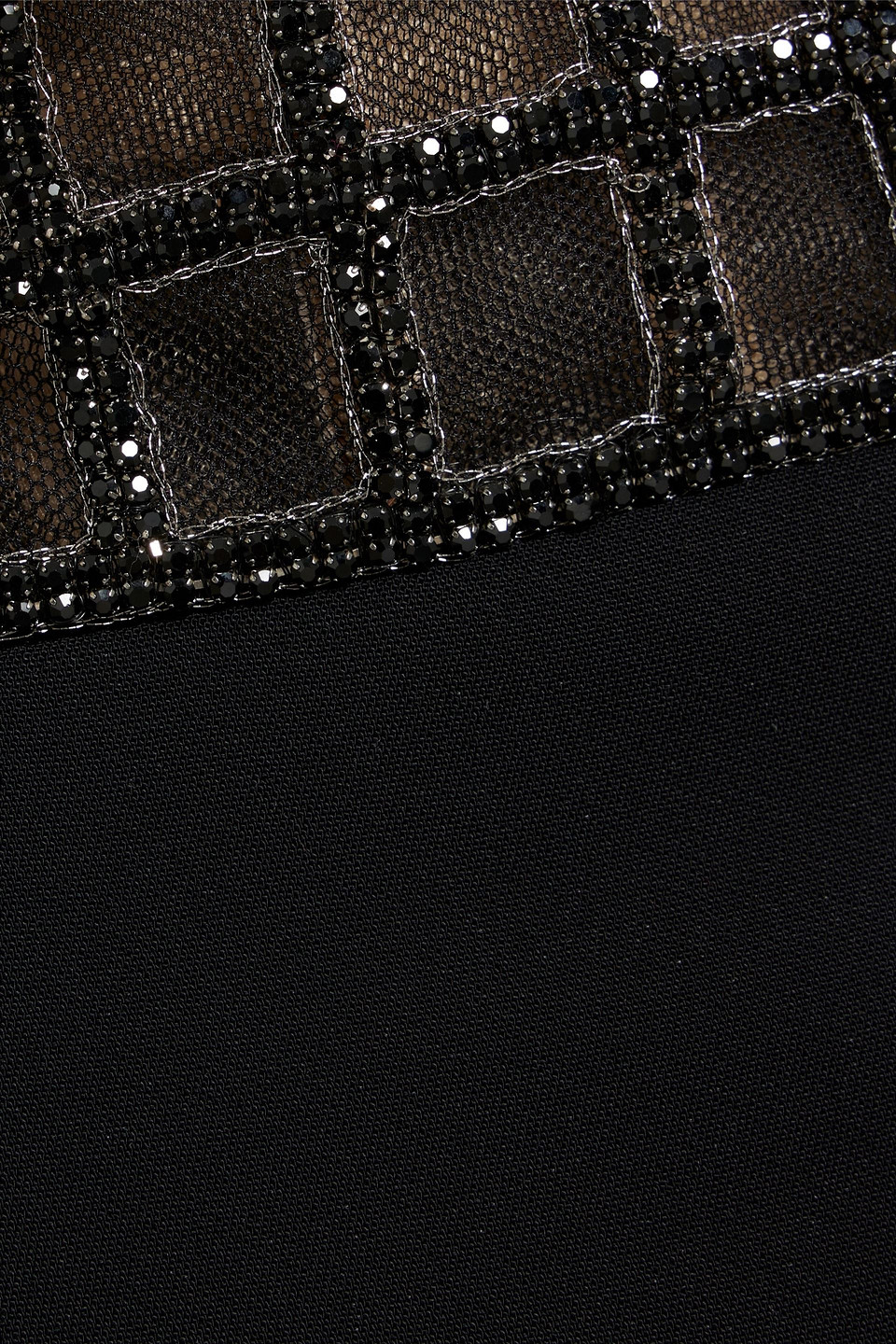 Oscar De La Renta Crystal-embellished Tulle-paneled Crepe Midi Dress In Black