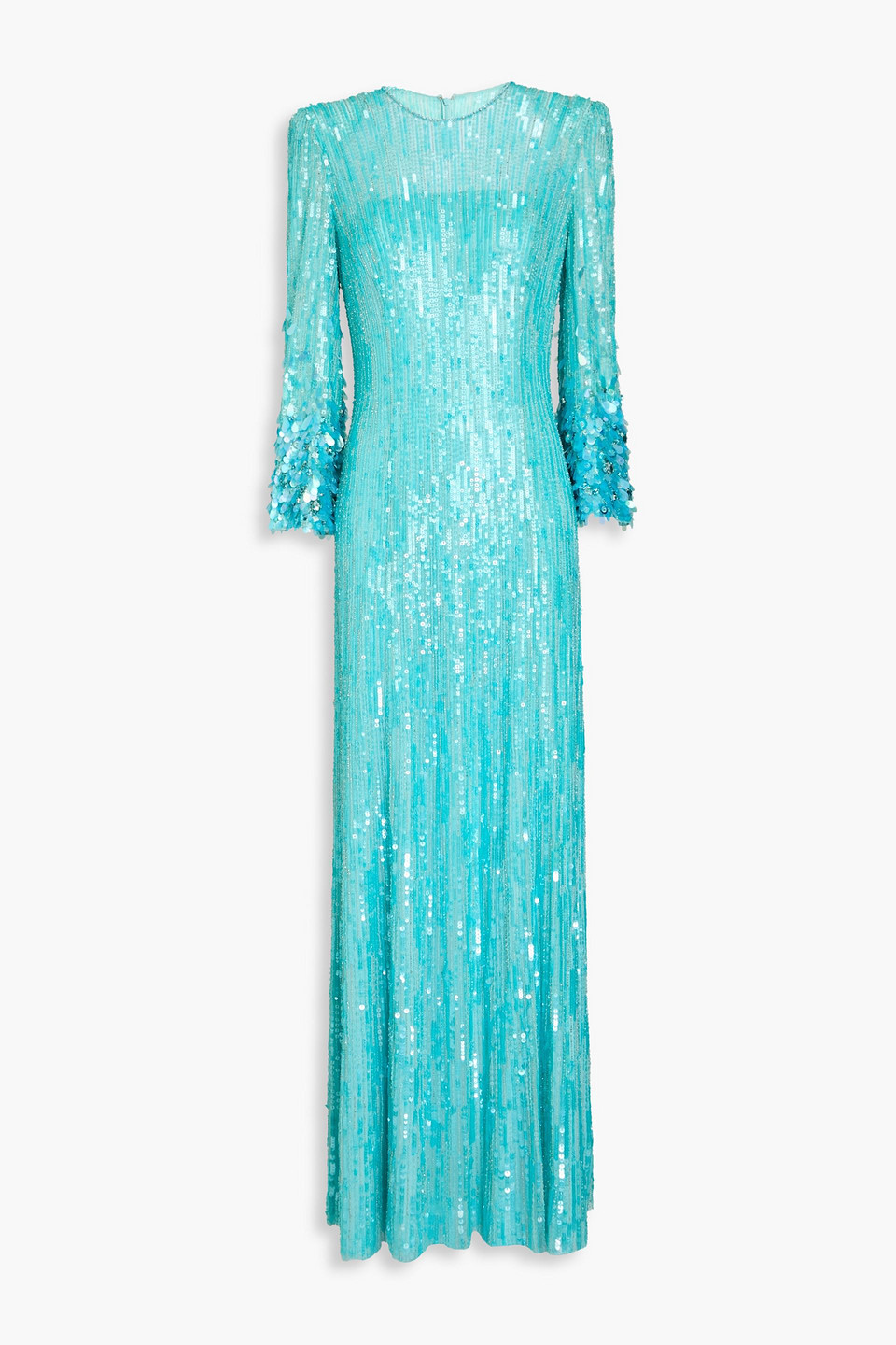 Jenny Packham Embellished Tulle Gown In Turquoise