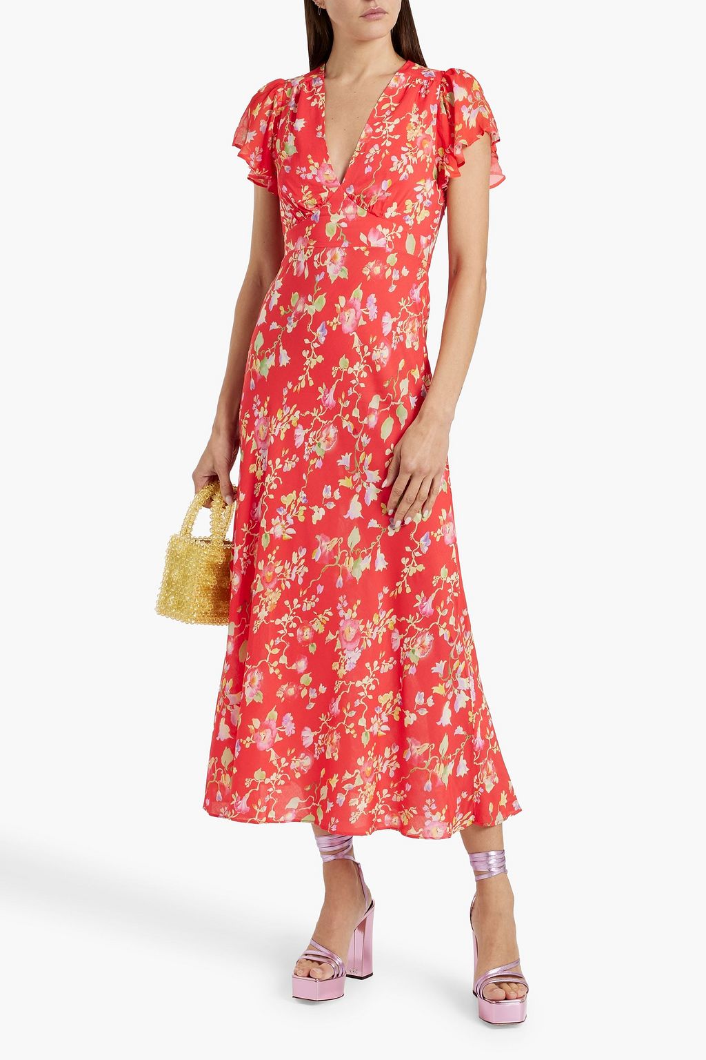 RIXO Florida floral-print crepe midi dress