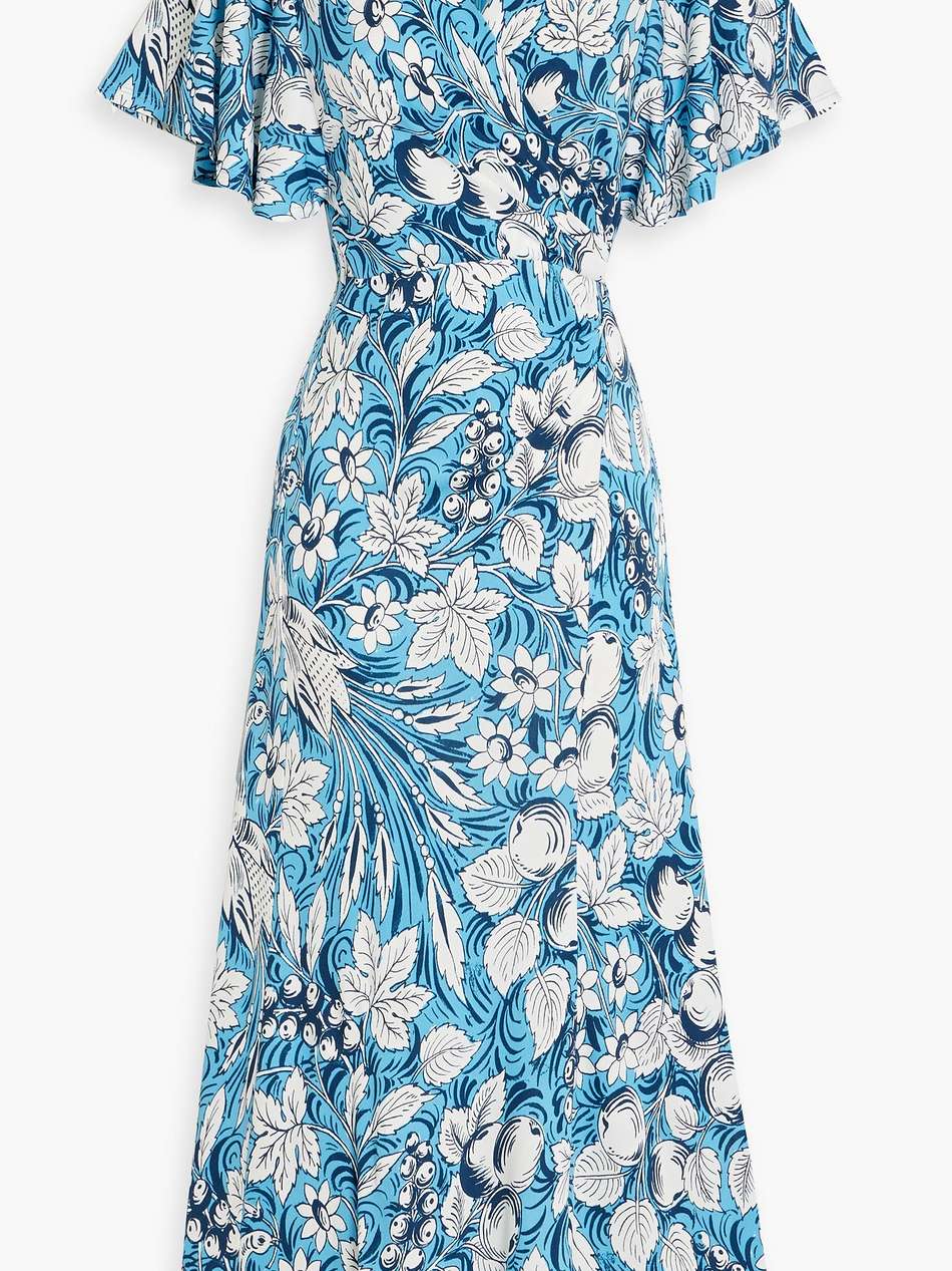 zetna wrap-effect printed jersey midi dress