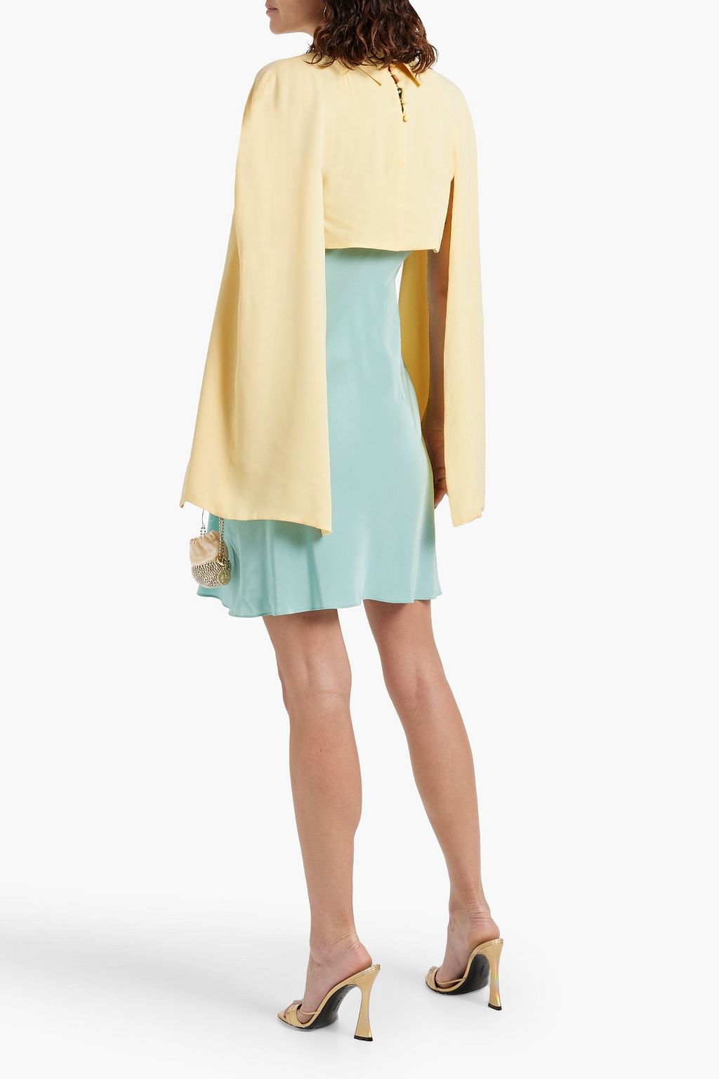 SAFIYAA Agnes cropped cape-effect silk-crepe shrug
