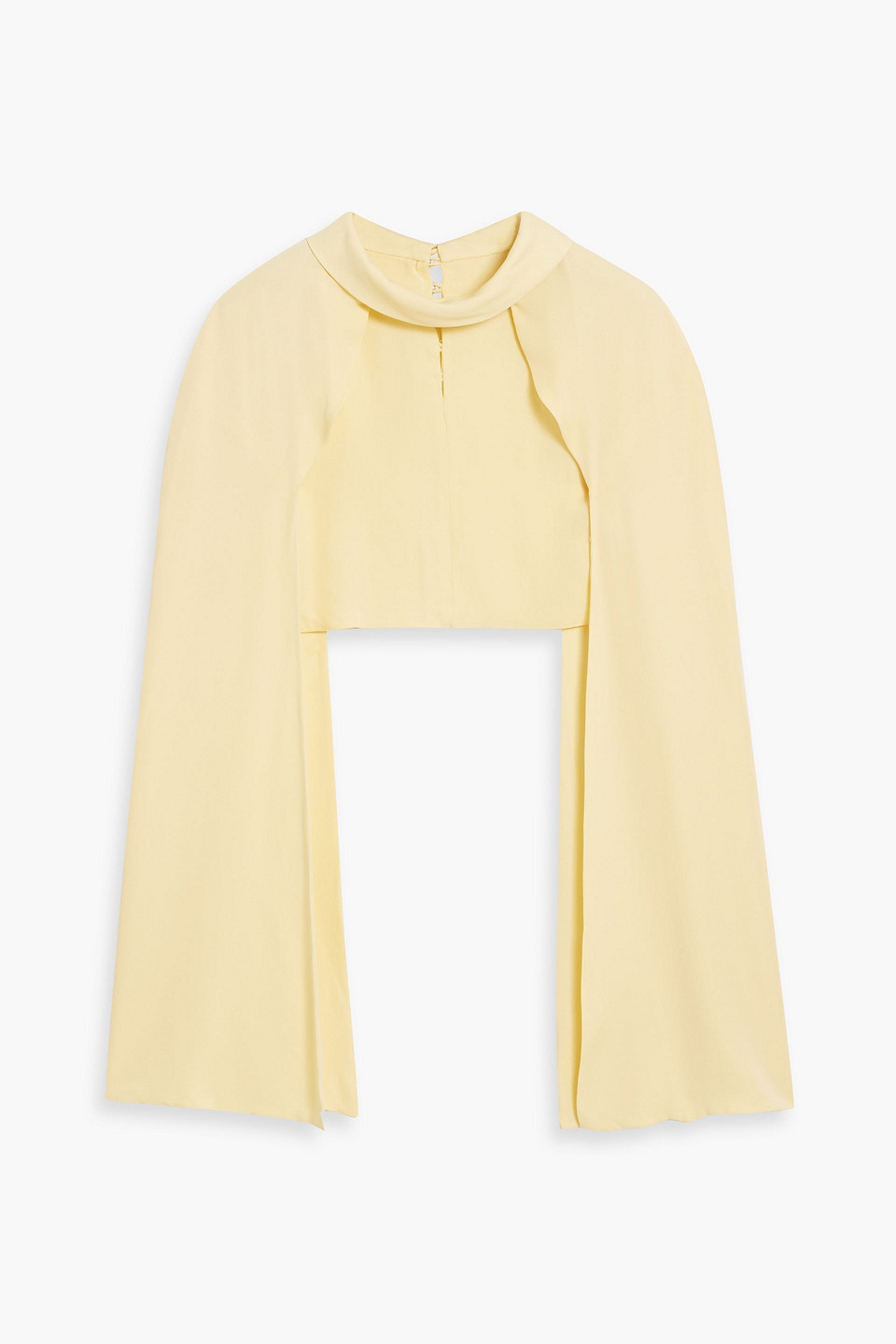 Safiyaa Agnes Cropped Cape-effect Silk-crepe Shrug In Yellow