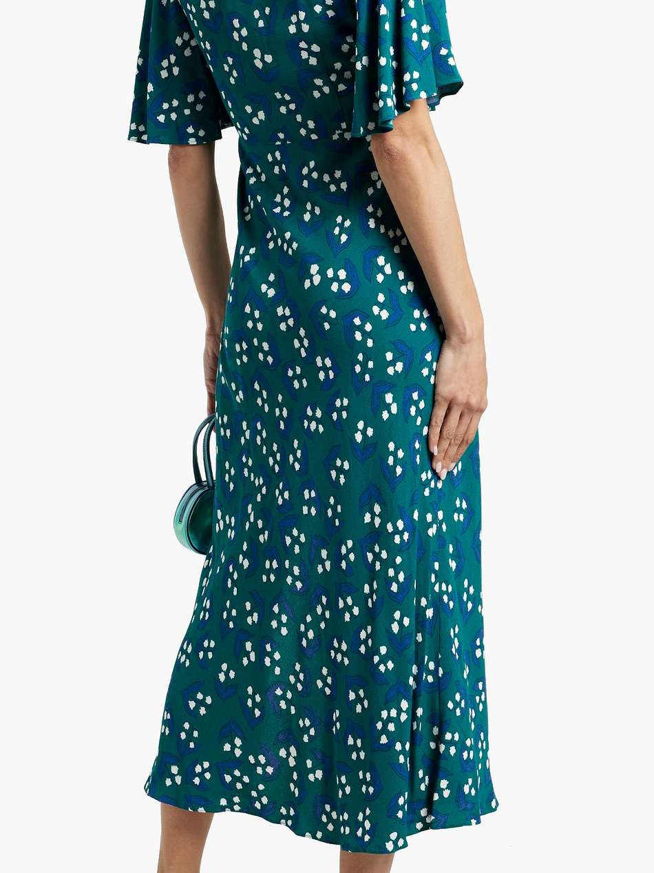 bessie twisted printed crepe midi dress