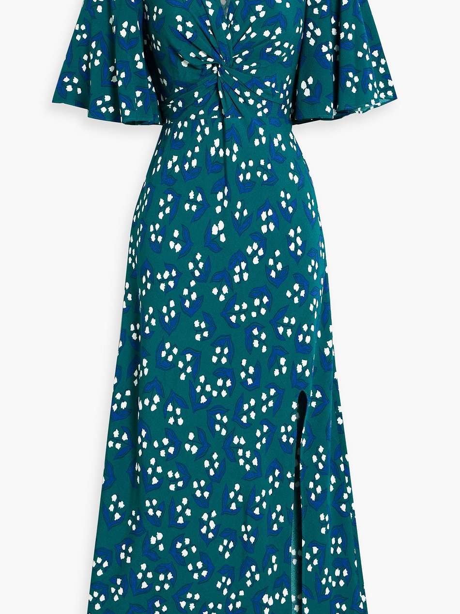 bessie twisted printed crepe midi dress
