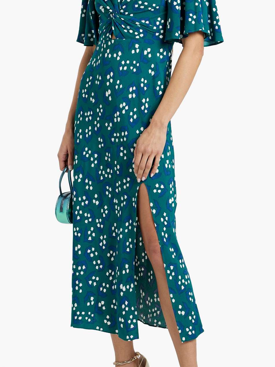 bessie twisted printed crepe midi dress