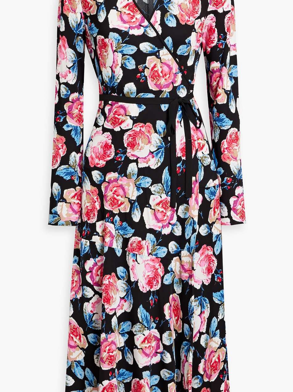 anika floral-print jersey midi wrap dress