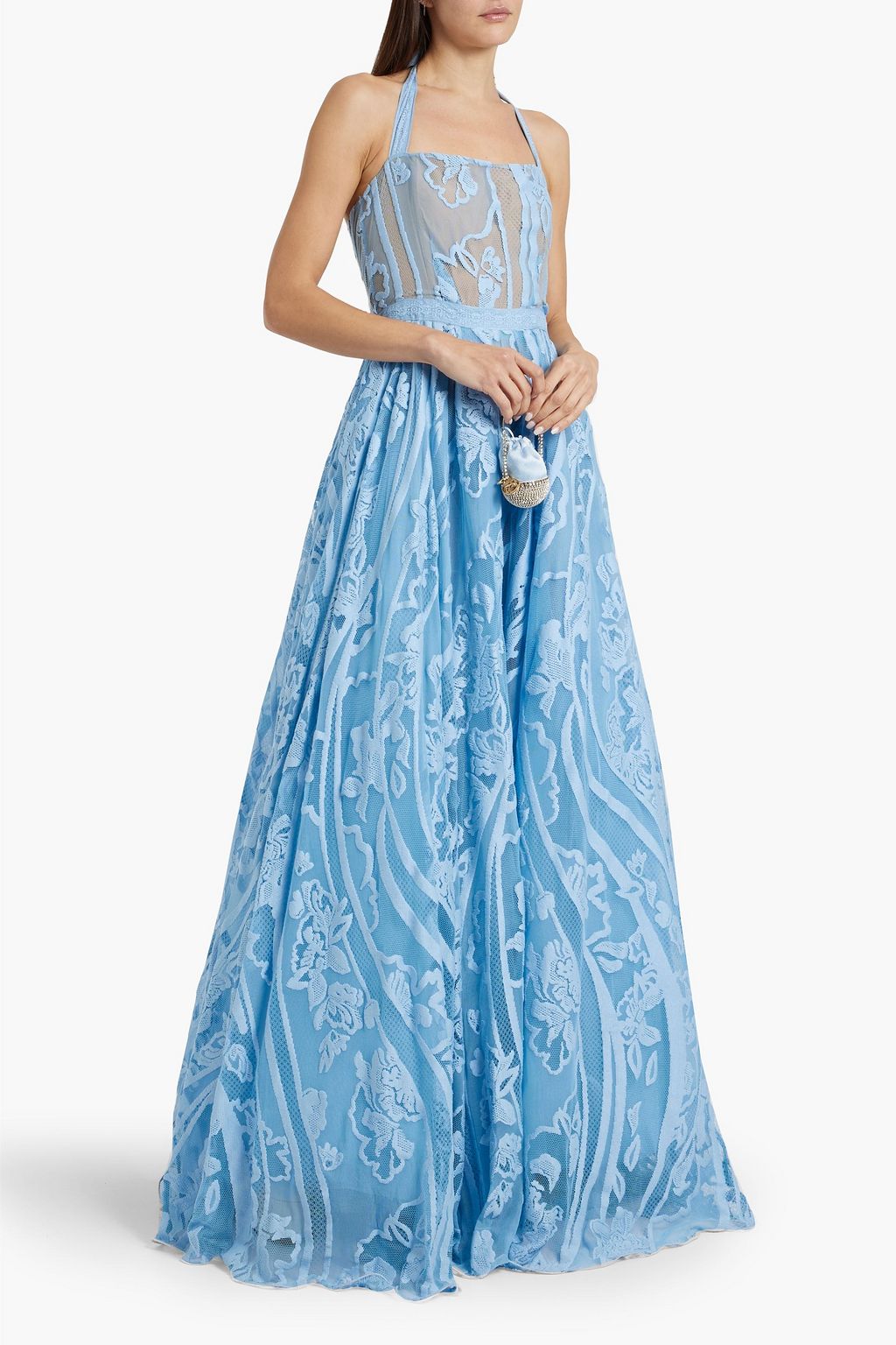 ZUHAIR MURAD Embroidered tulle halterneck gown