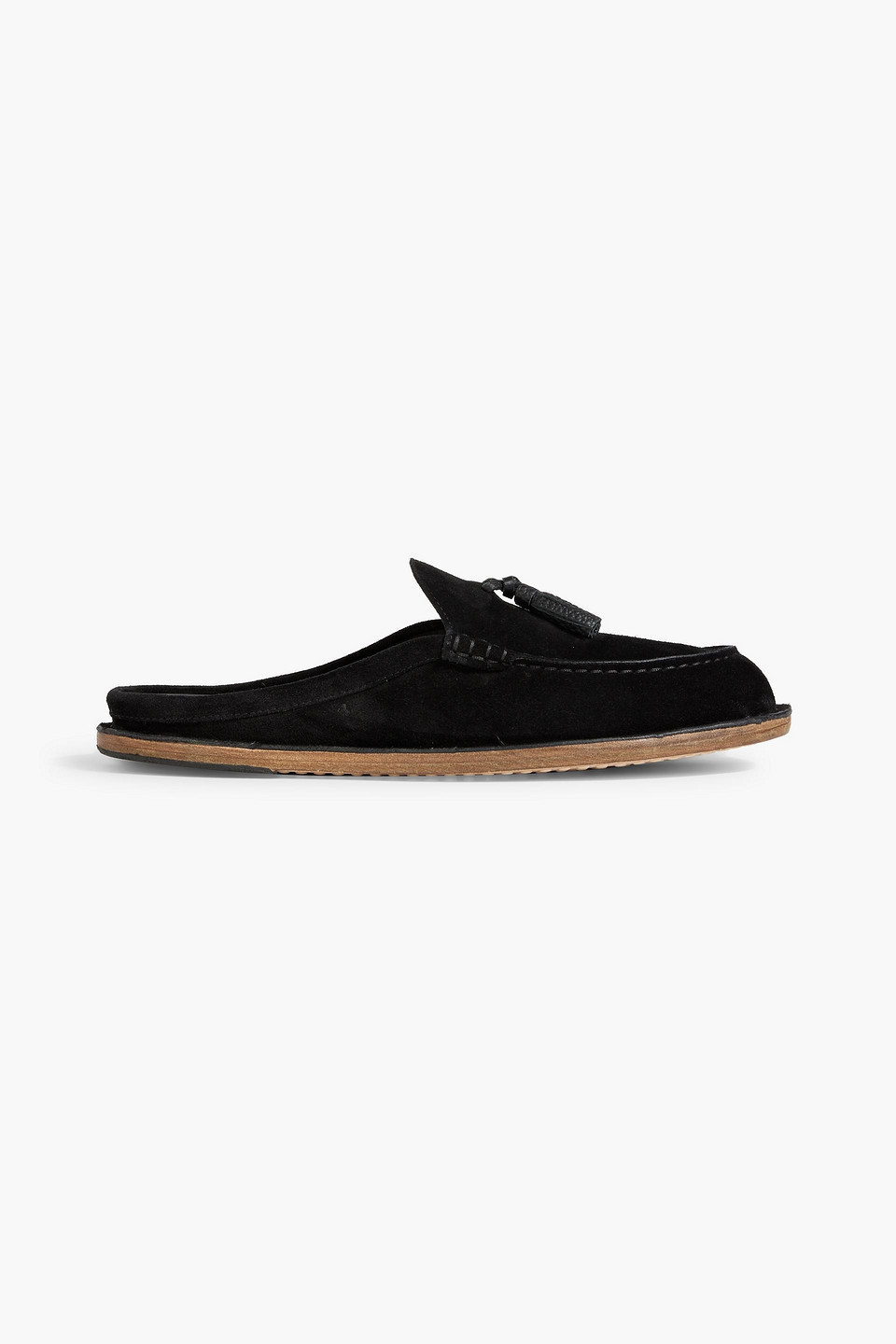 Tasseled suede slippers
