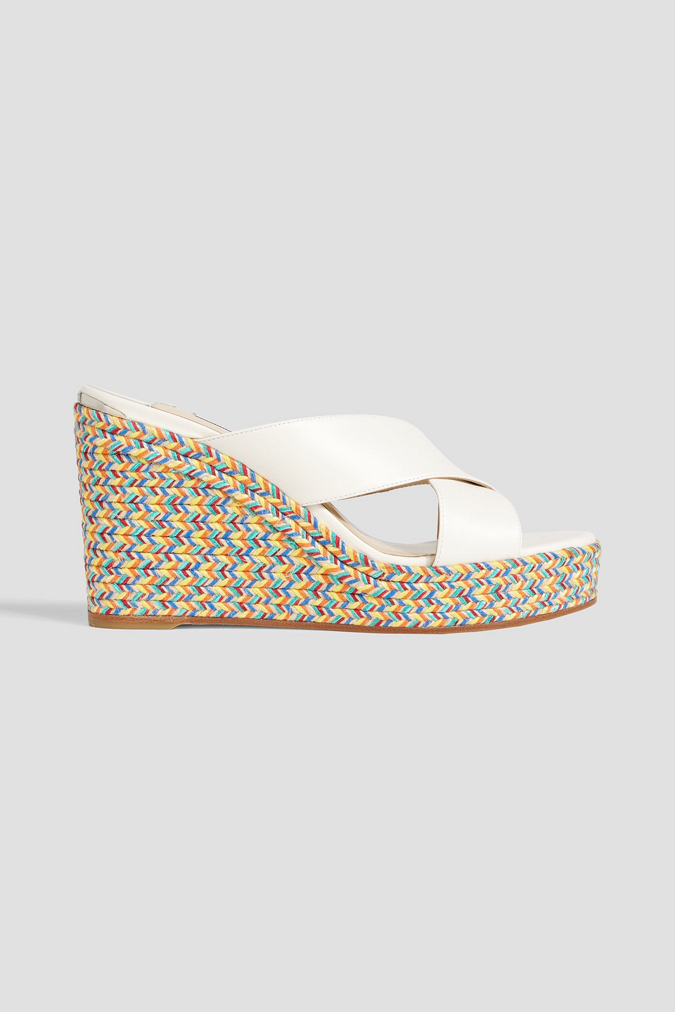 Jimmy Choo Dovina 100 Leather Wedge Sandals In Off-white
