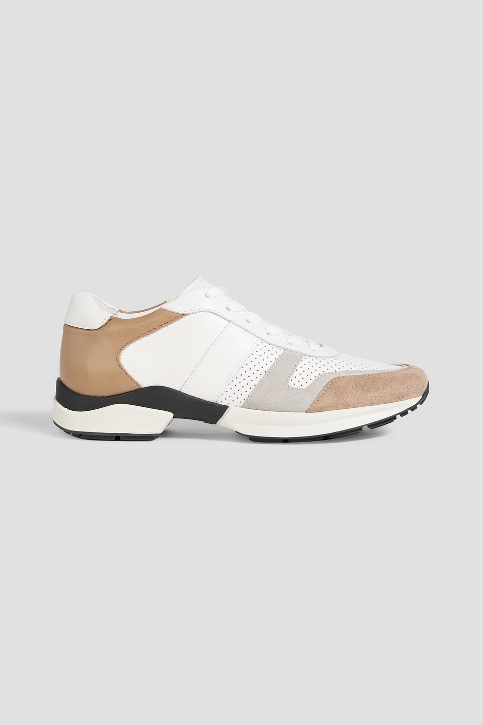 Tod's Perforated Leather And Suede Sneakers In White