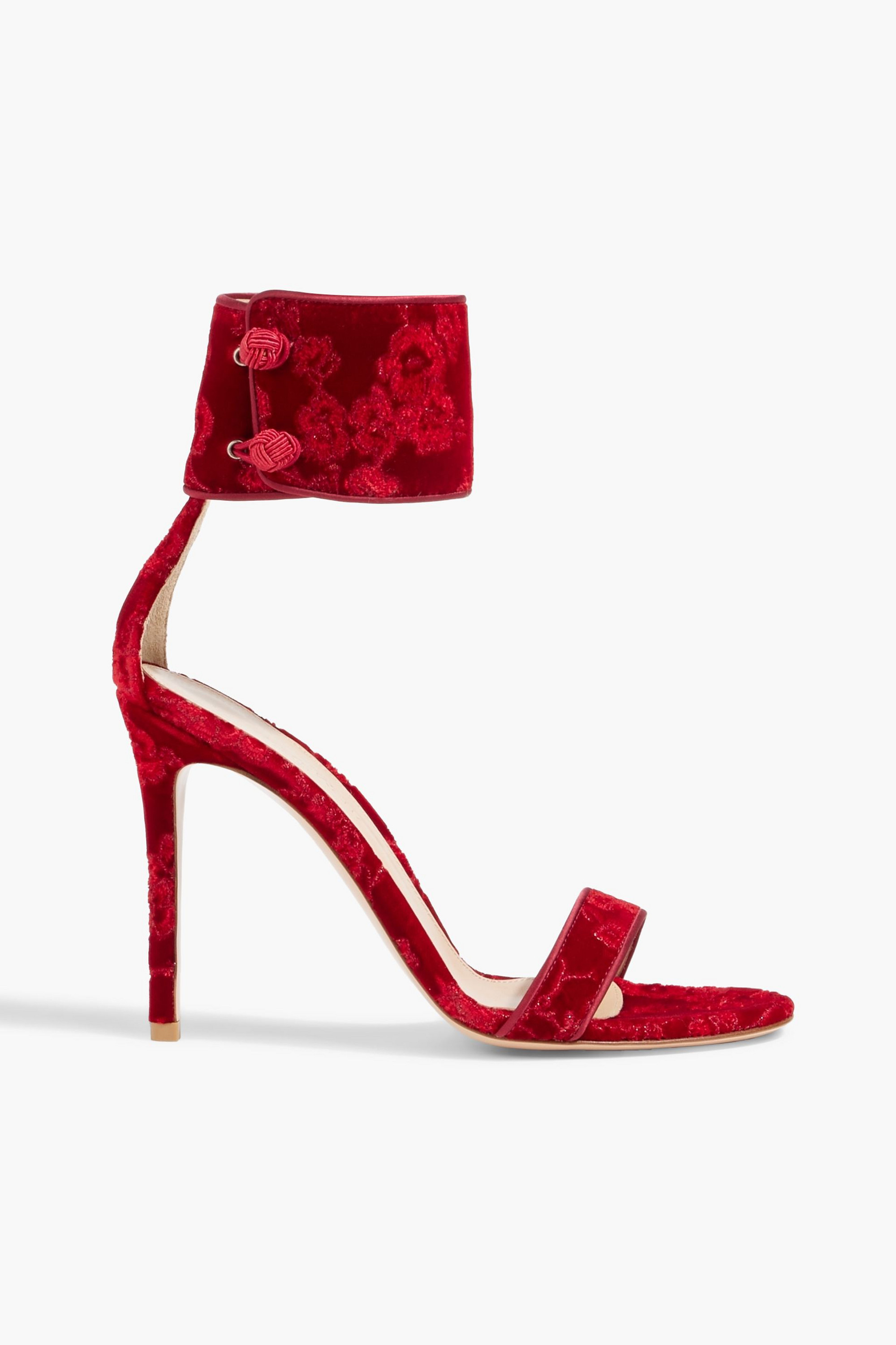 GIANVITO ROSSI Empress embroidered velvet sandals