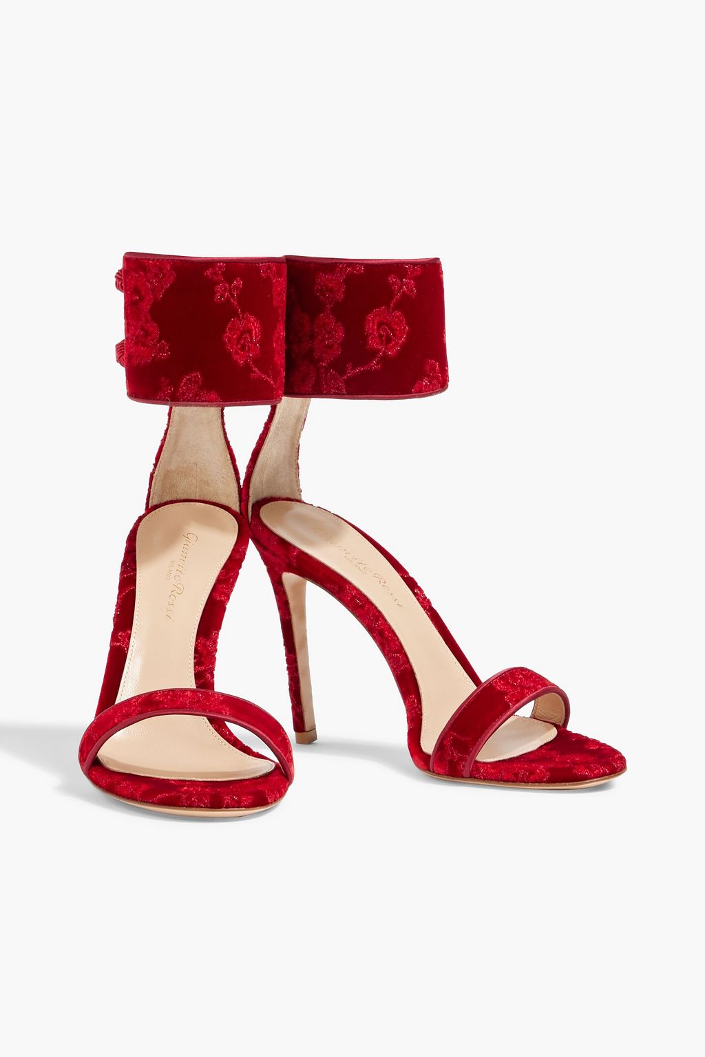 GIANVITO ROSSI Empress embroidered velvet sandals