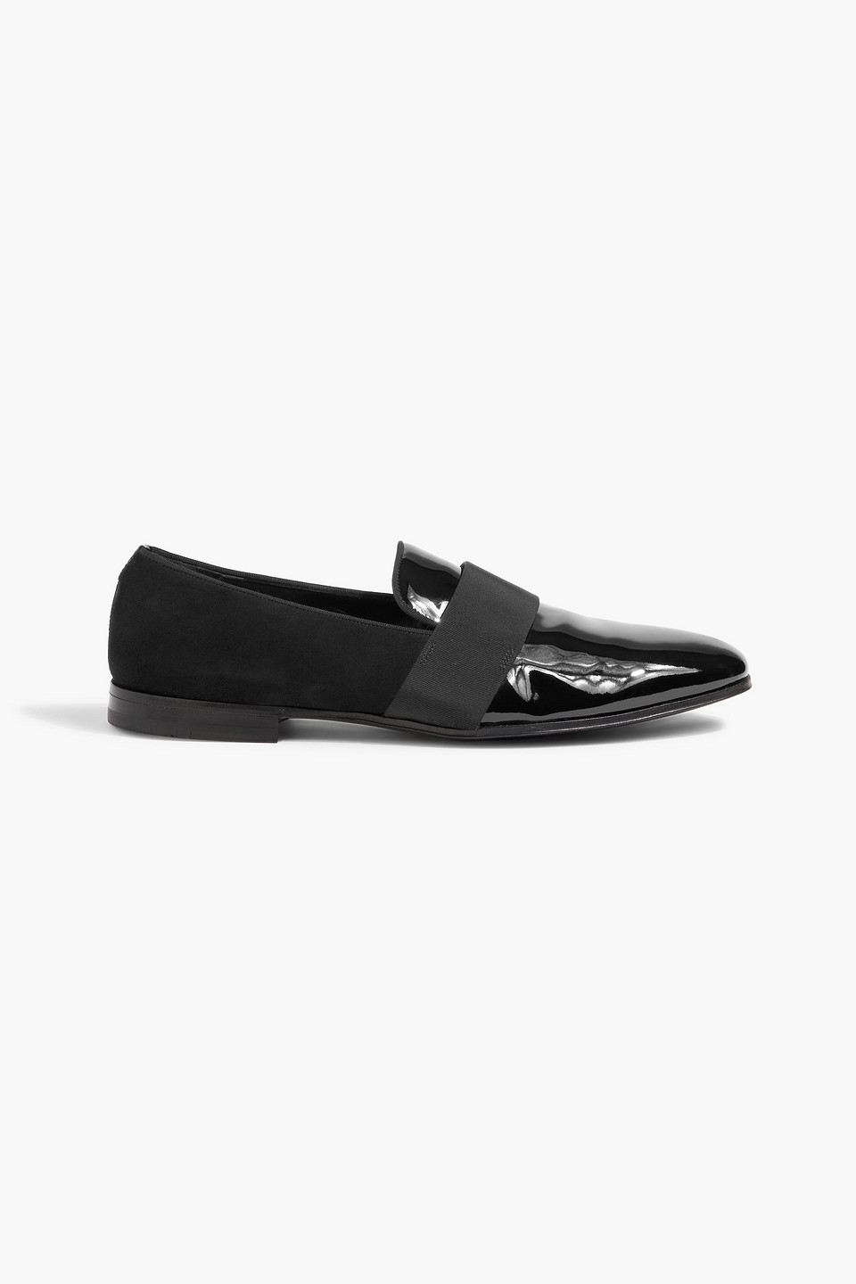 Ferragamo Bryden Suede And Patent-leather Loafers In Black