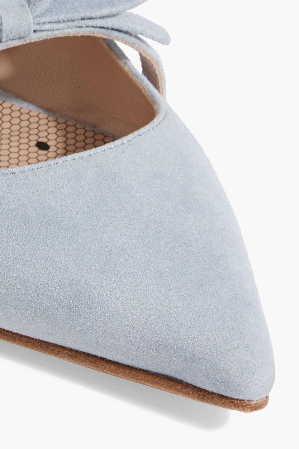 Redv Bow-detailed Suede Slippers In Sky Blue
