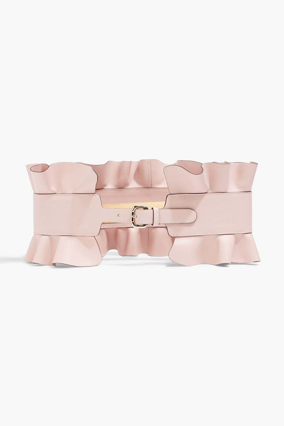 RED(V) Ruffled leather waist belt