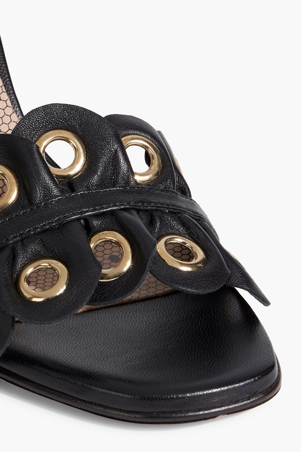 RED(V) Embellished ruffled leather sandals