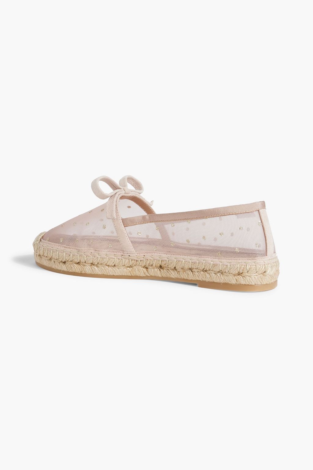 RED(V) Bow-detailed glittered mesh espadrilles