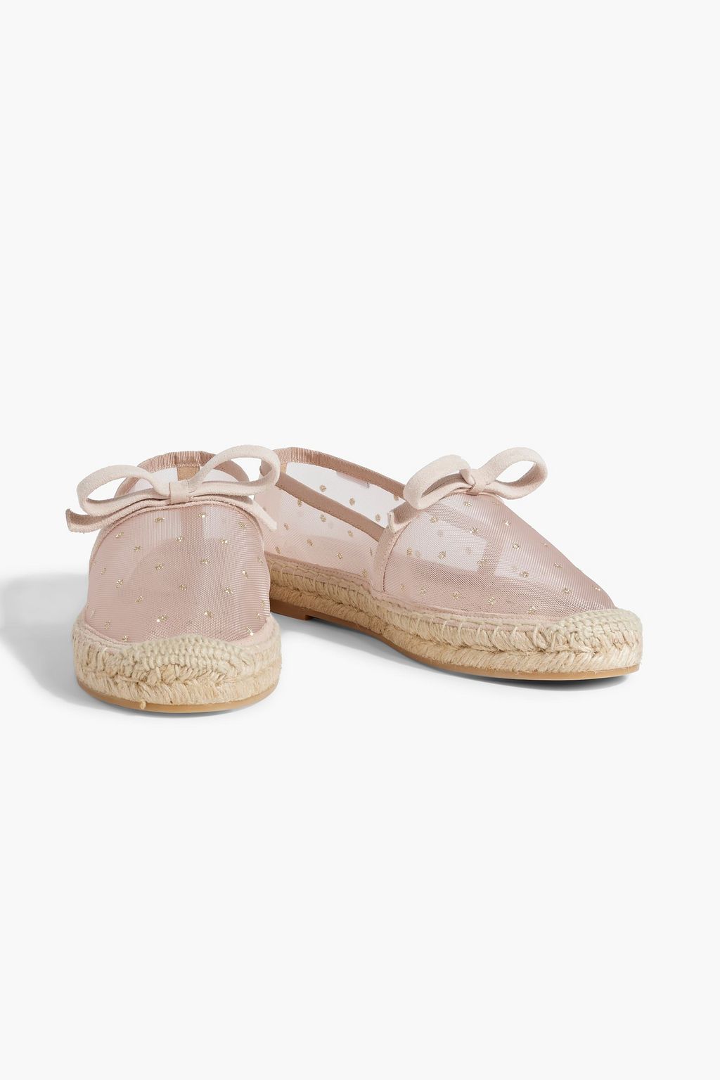 RED(V) Bow-detailed glittered mesh espadrilles