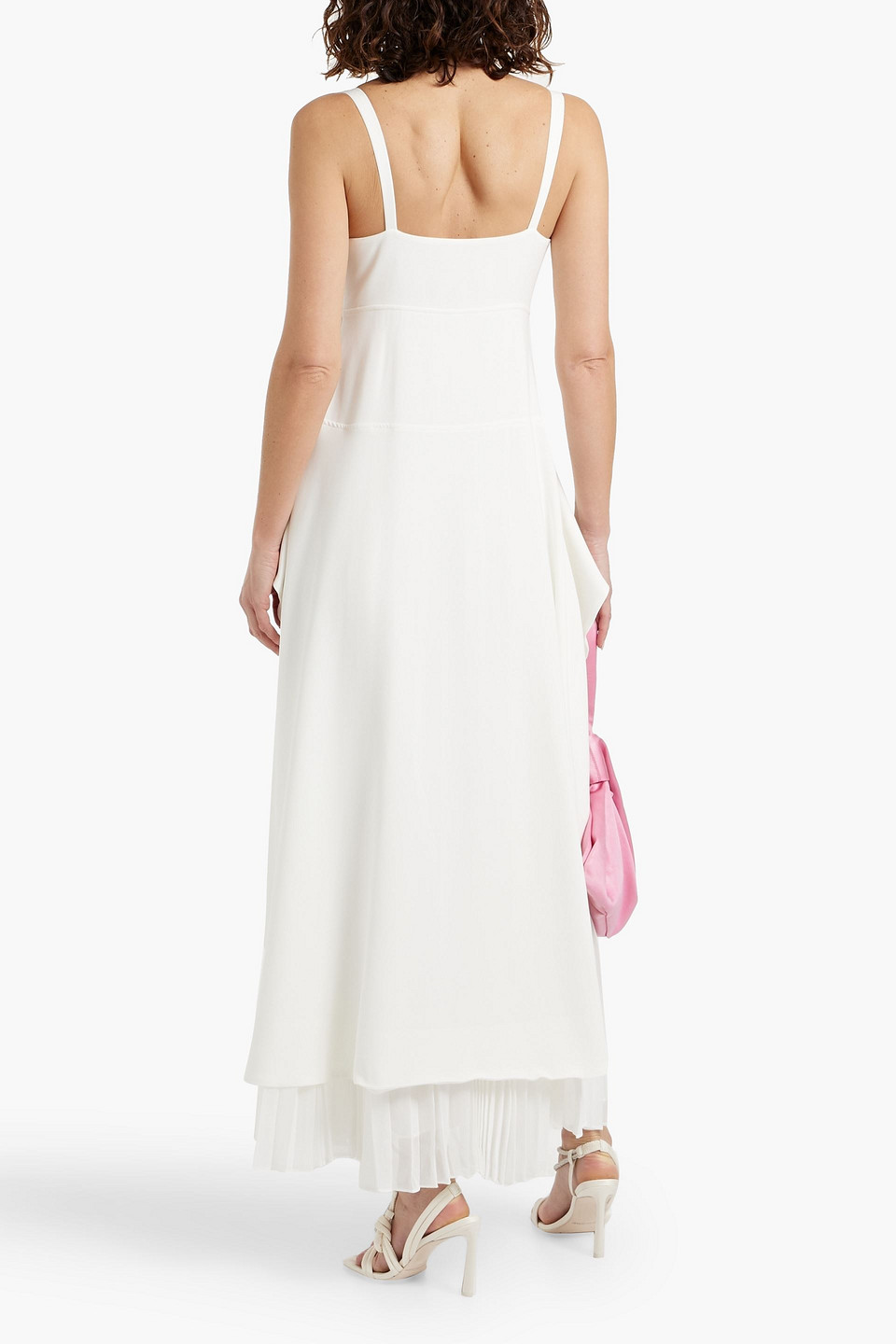 Simkhai Sequoia Layered Crepe And Chiffon Maxi Dress In Off-white