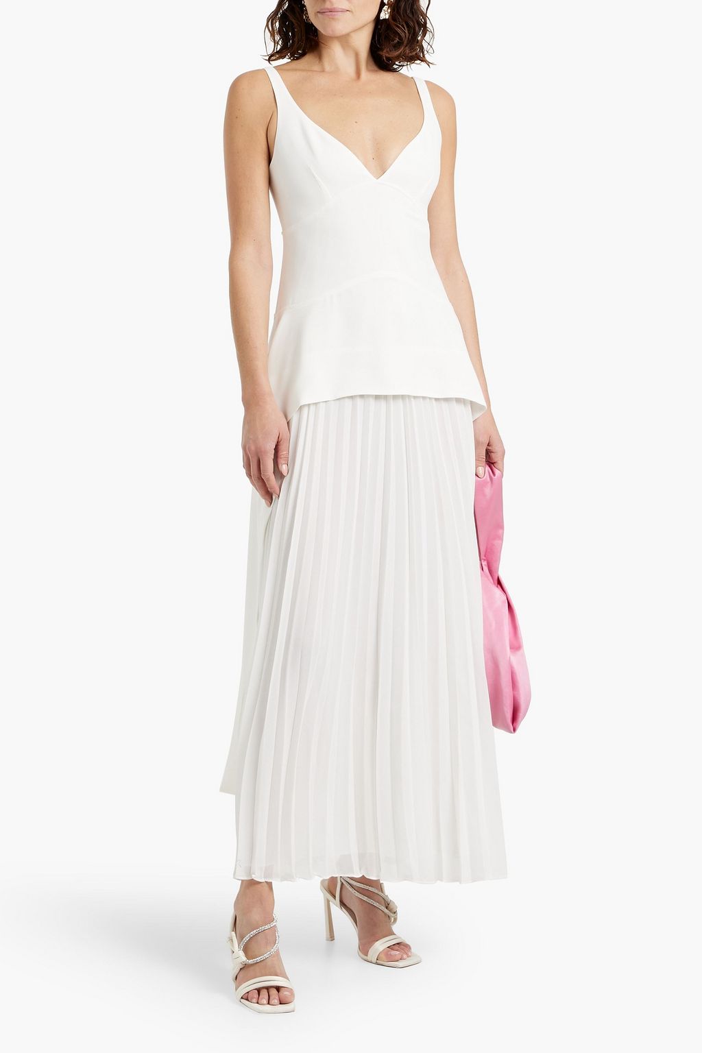 SIMKHAI Sequoia pleated chiffon and crepe maxi dress
