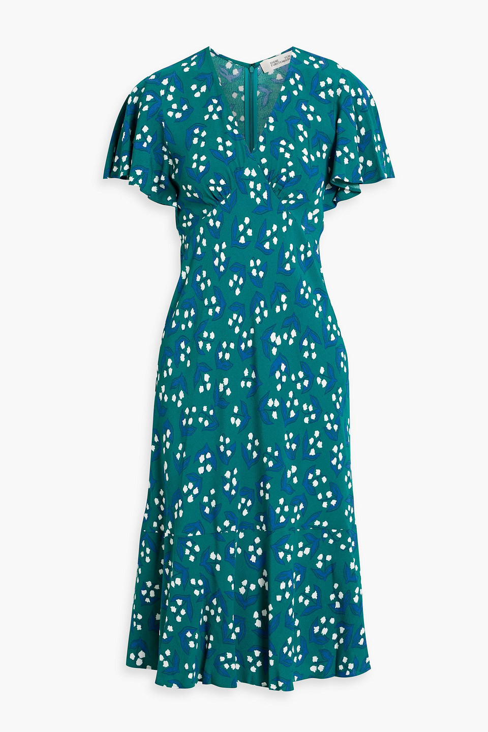 Diane Von Furstenberg Celia Floral-print Crepe Midi Dress In Green